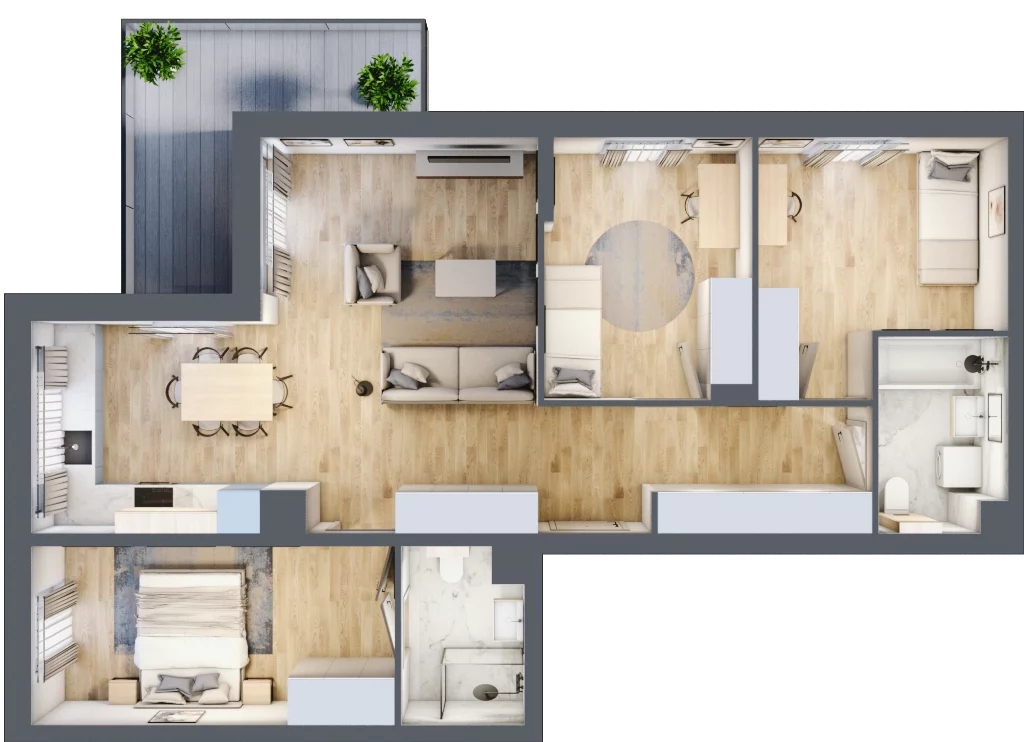 4 pokoje, mieszkanie 82,77 m², piętro 5, oferta nr 36.E.5.6, Nowa Dąbrowa, Gdynia, Dąbrowa, ul. Rdestowa
