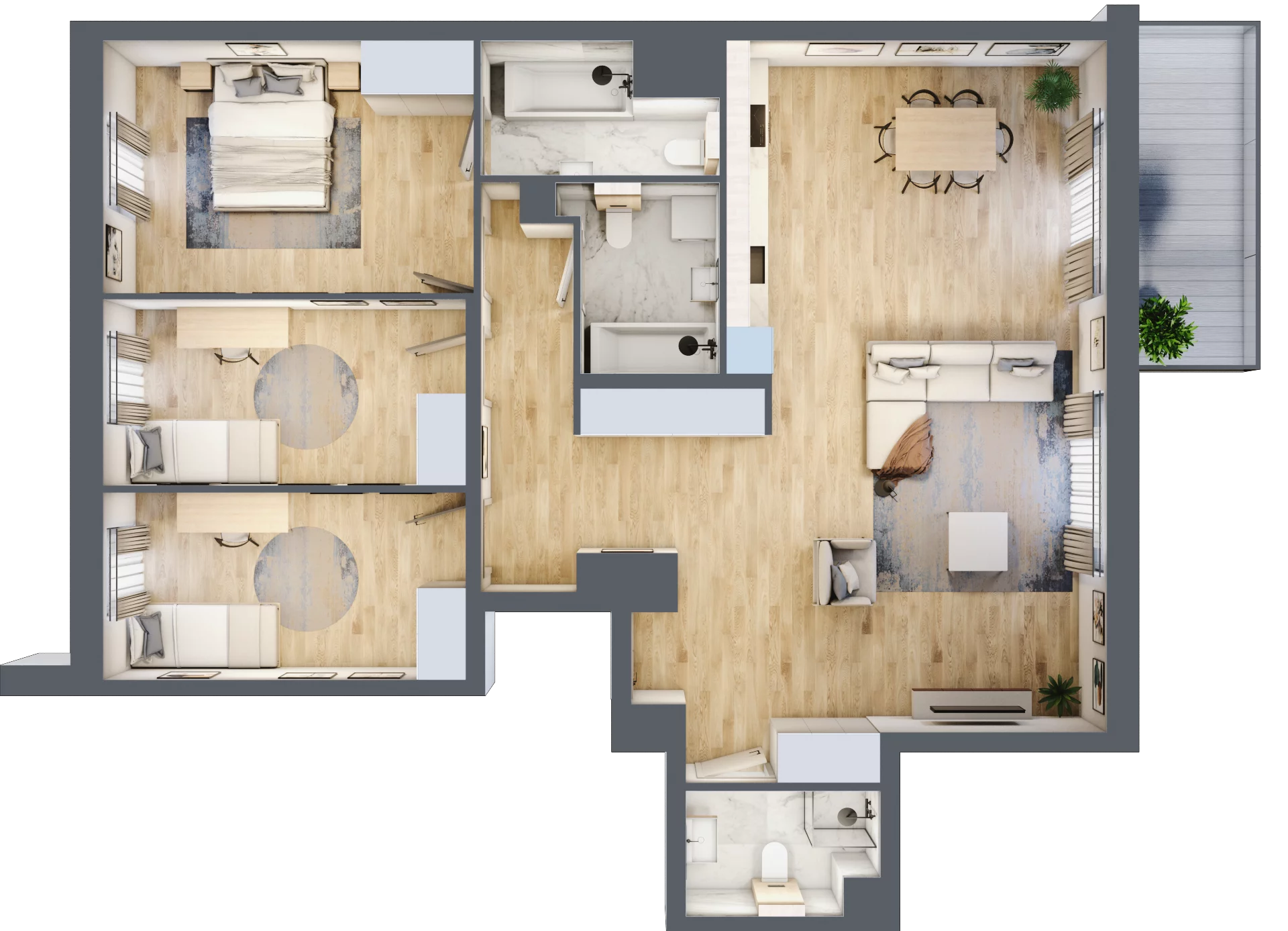 4 pokoje, mieszkanie 107,65 m², piętro 5, oferta nr 36.E.5.7, Nowa Dąbrowa, Gdynia, Dąbrowa, ul. Rdestowa