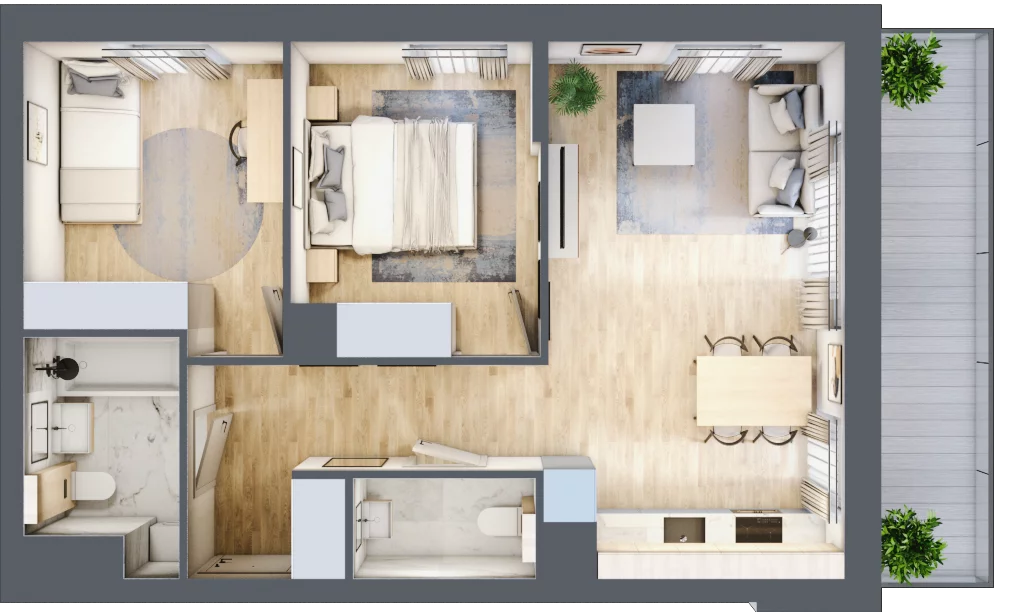 3 pokoje, mieszkanie 53,90 m², piętro 5, oferta nr 36.E.5.9, Nowa Dąbrowa, Gdynia, Dąbrowa, ul. Rdestowa