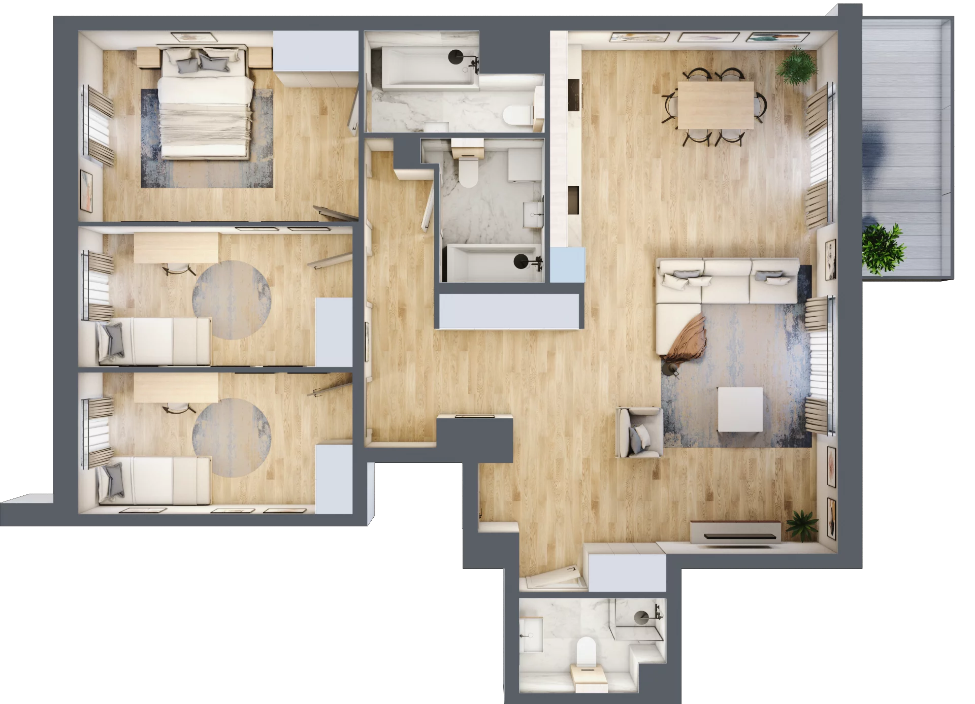 4 pokoje, mieszkanie 107,65 m², piętro 4, oferta nr 36.E.4.7, Nowa Dąbrowa, Gdynia, Dąbrowa, ul. Rdestowa
