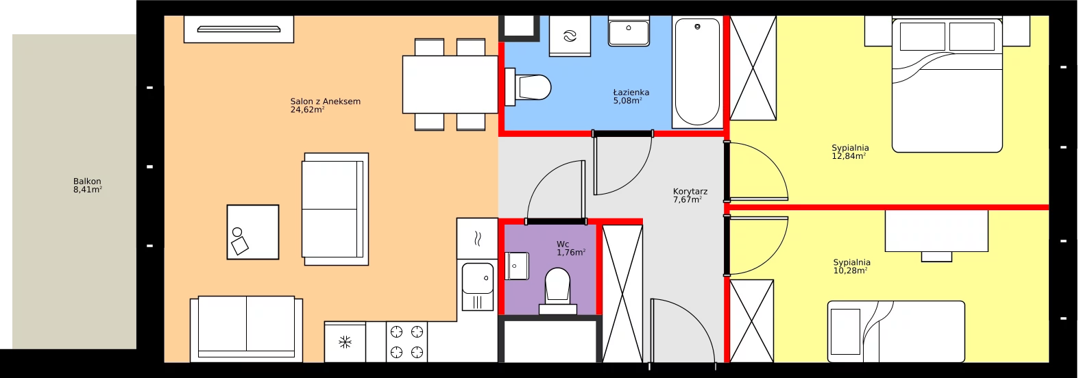 Zalety mieszkania 62.25 m², 36.E.5.12