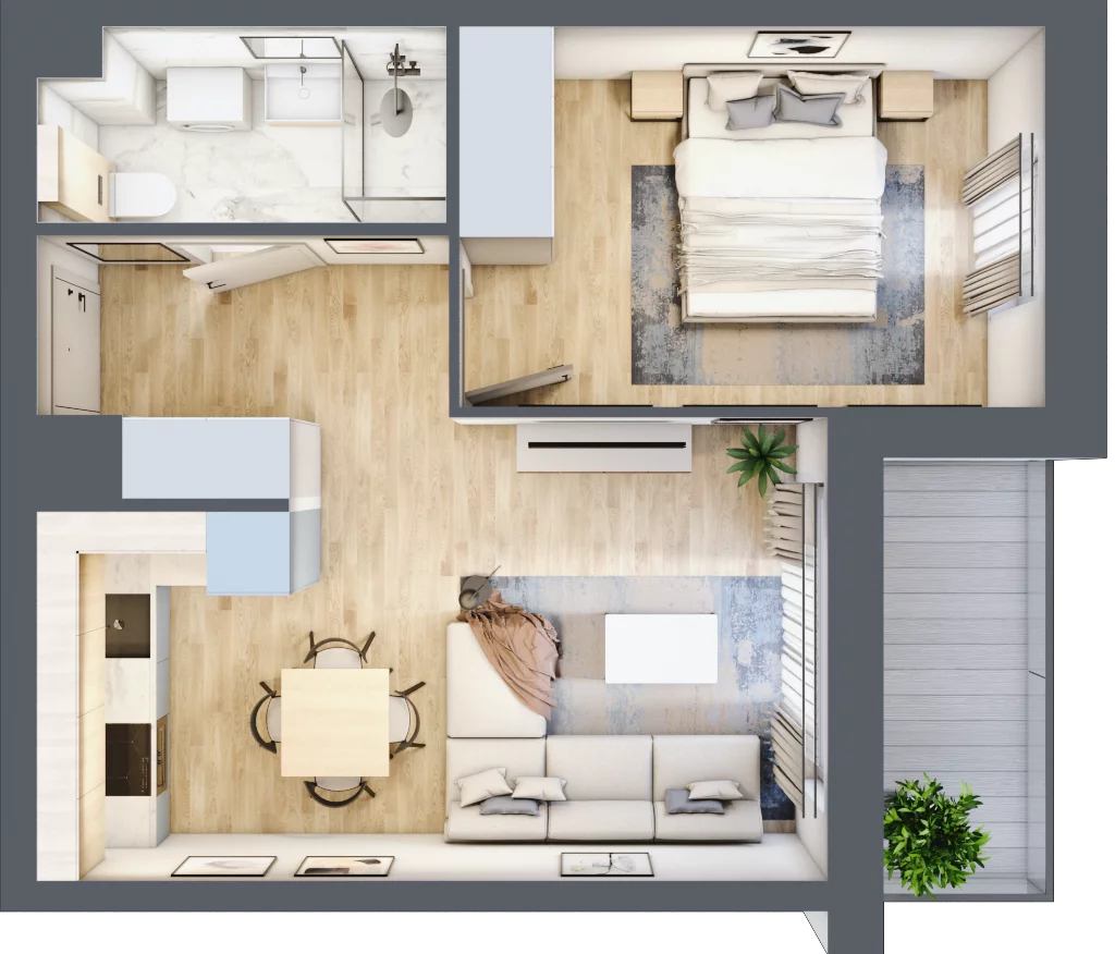 2 pokoje, mieszkanie 38,07 m², piętro 2, oferta nr 36.E.2.2, Nowa Dąbrowa, Gdynia, Dąbrowa, ul. Rdestowa