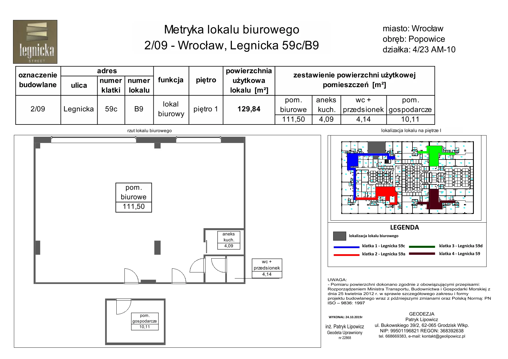 Biuro 129,84 m², oferta nr B9, Legnicka, Wrocław, Pawłowice, ul. Legnicka 59