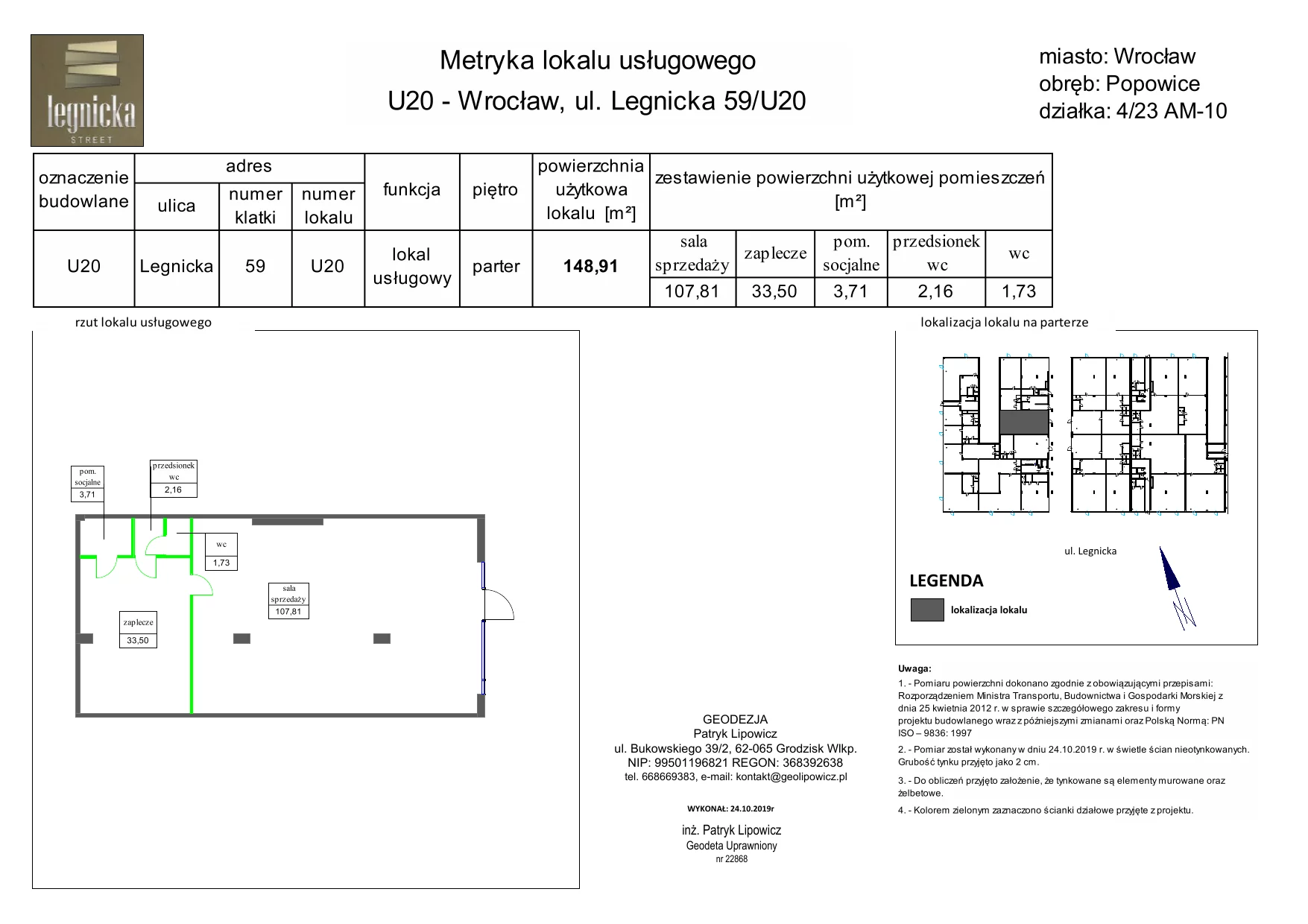 Biuro 148,91 m², oferta nr U20, Legnicka - lokale użytkowe, Wrocław, Pawłowice, ul. Legnicka 59