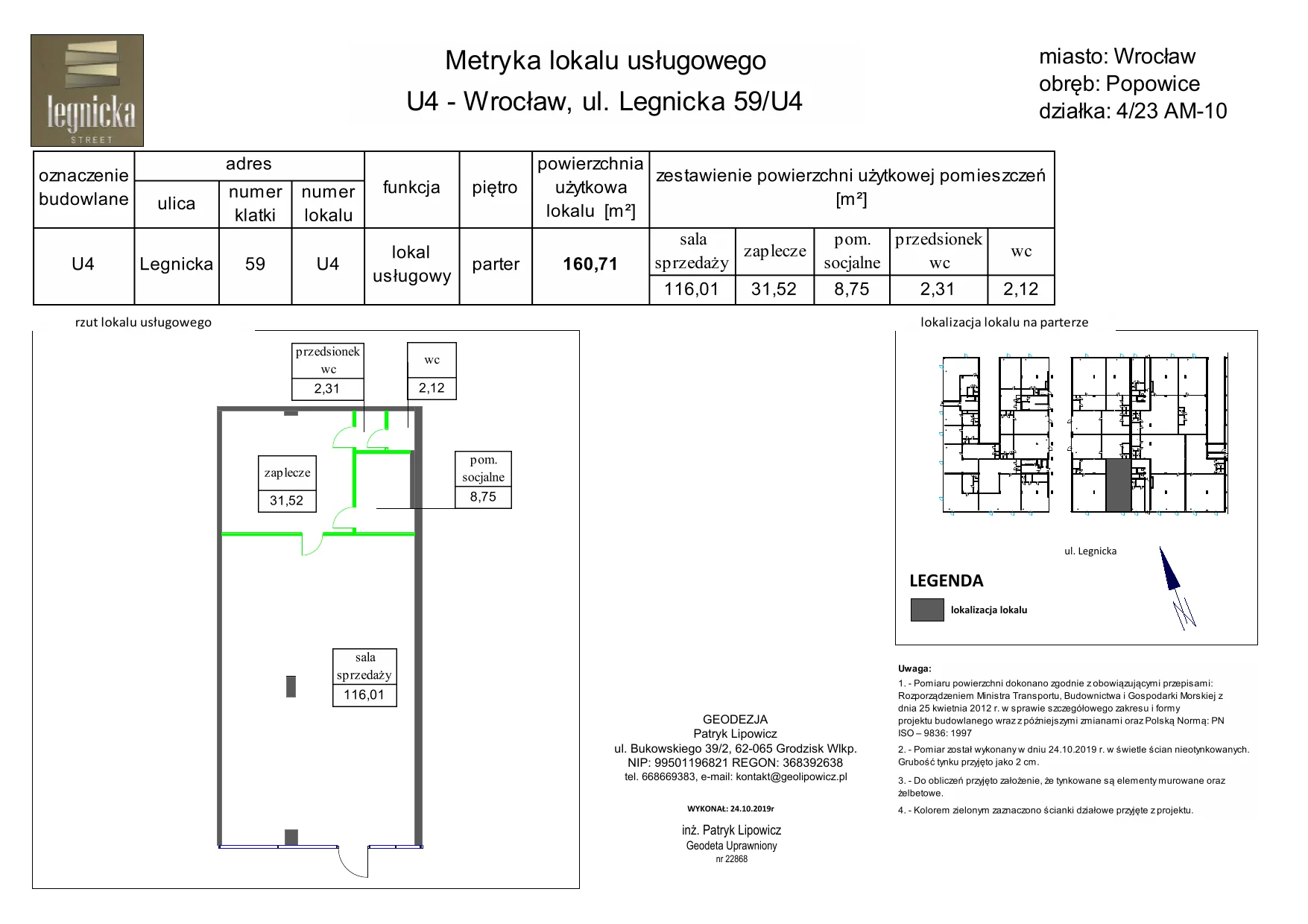 Biuro 160,71 m², oferta nr U4, Legnicka - lokale użytkowe, Wrocław, Pawłowice, ul. Legnicka 59