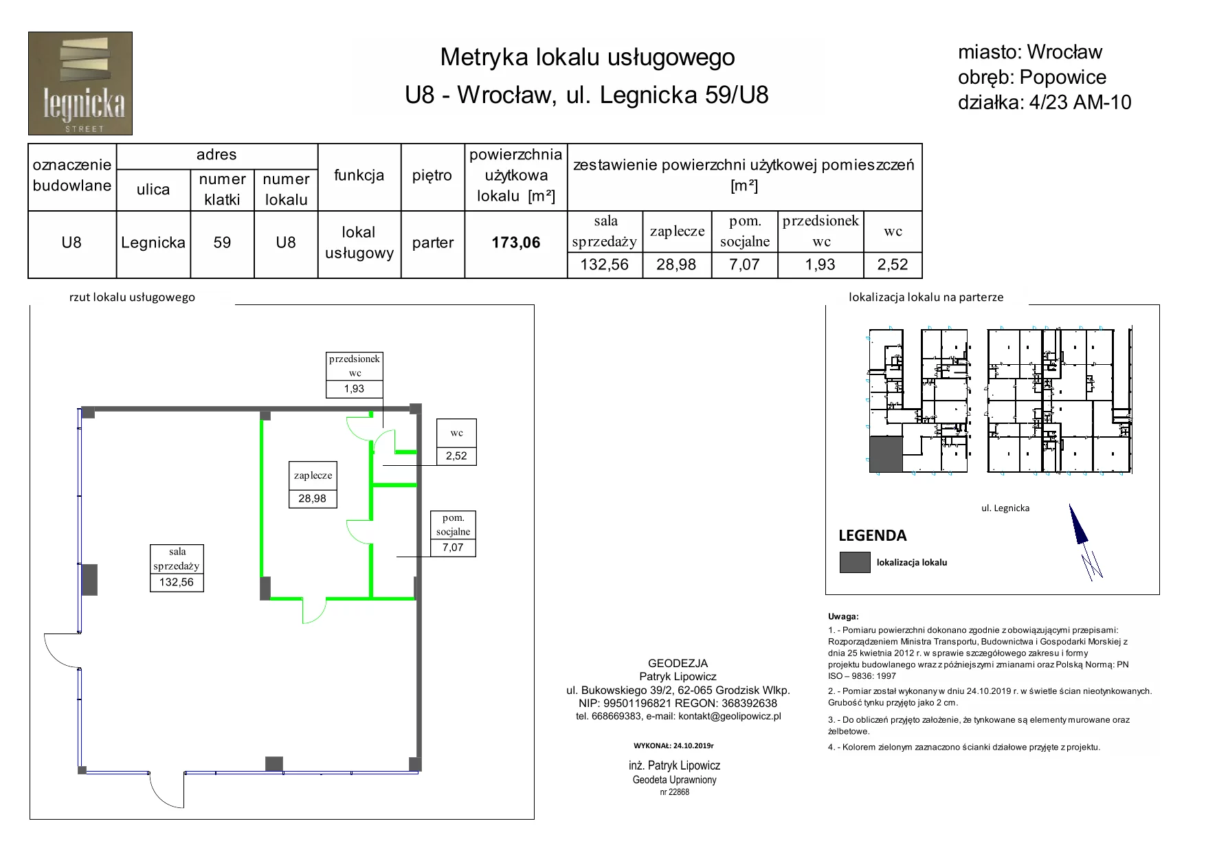 Biuro 173,06 m², oferta nr U8, Legnicka - lokale użytkowe, Wrocław, Pawłowice, ul. Legnicka 59