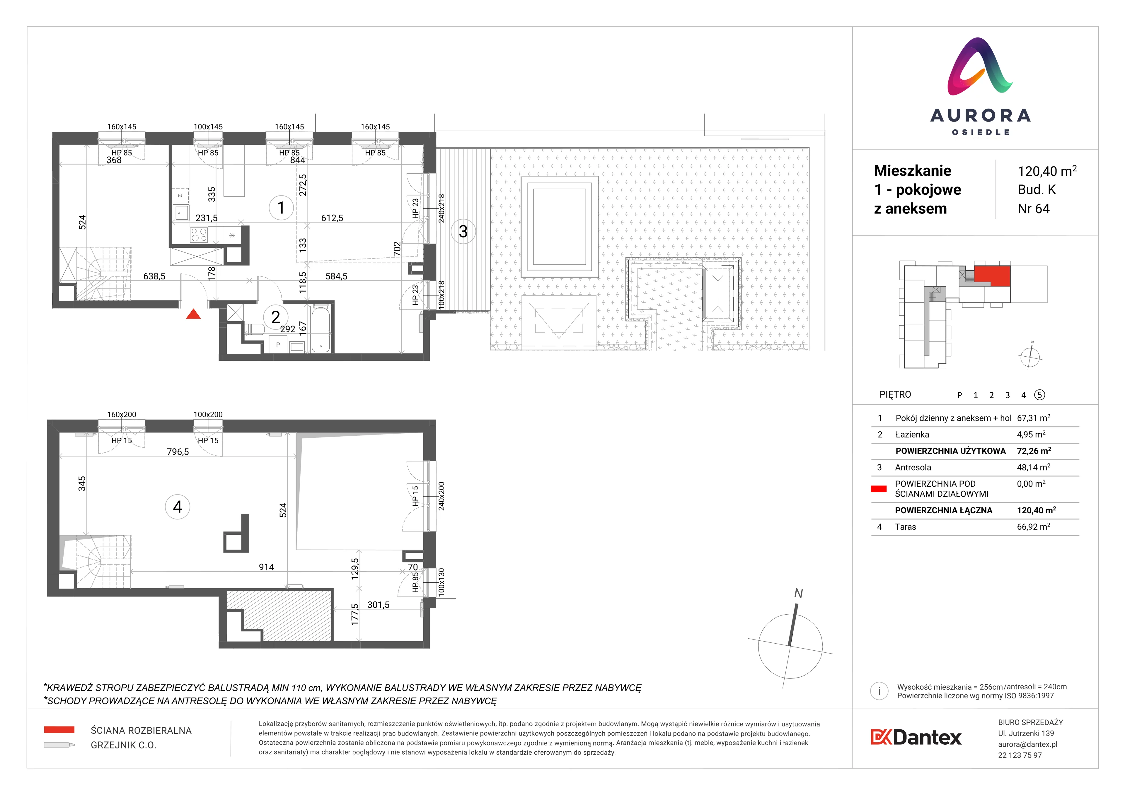 Mieszkanie 120,40 m², piętro 5, oferta nr K1/M64, Osiedle Aurora, Warszawa, Włochy, Raków, ul. Jutrzenki / Wschodu Słońca