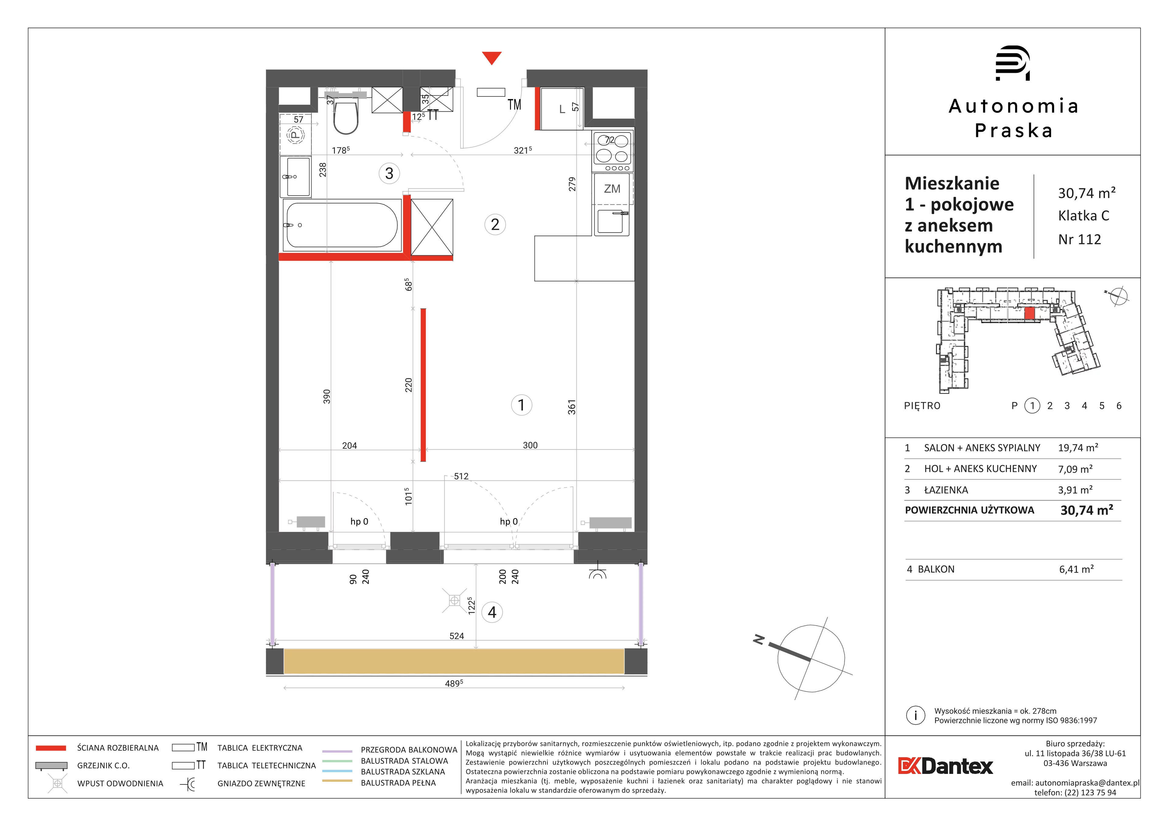 1 pokój, mieszkanie 30,74 m², piętro 1, oferta nr 1/M112, Autonomia Praska, Warszawa, Praga Północ, ul. Namysłowska