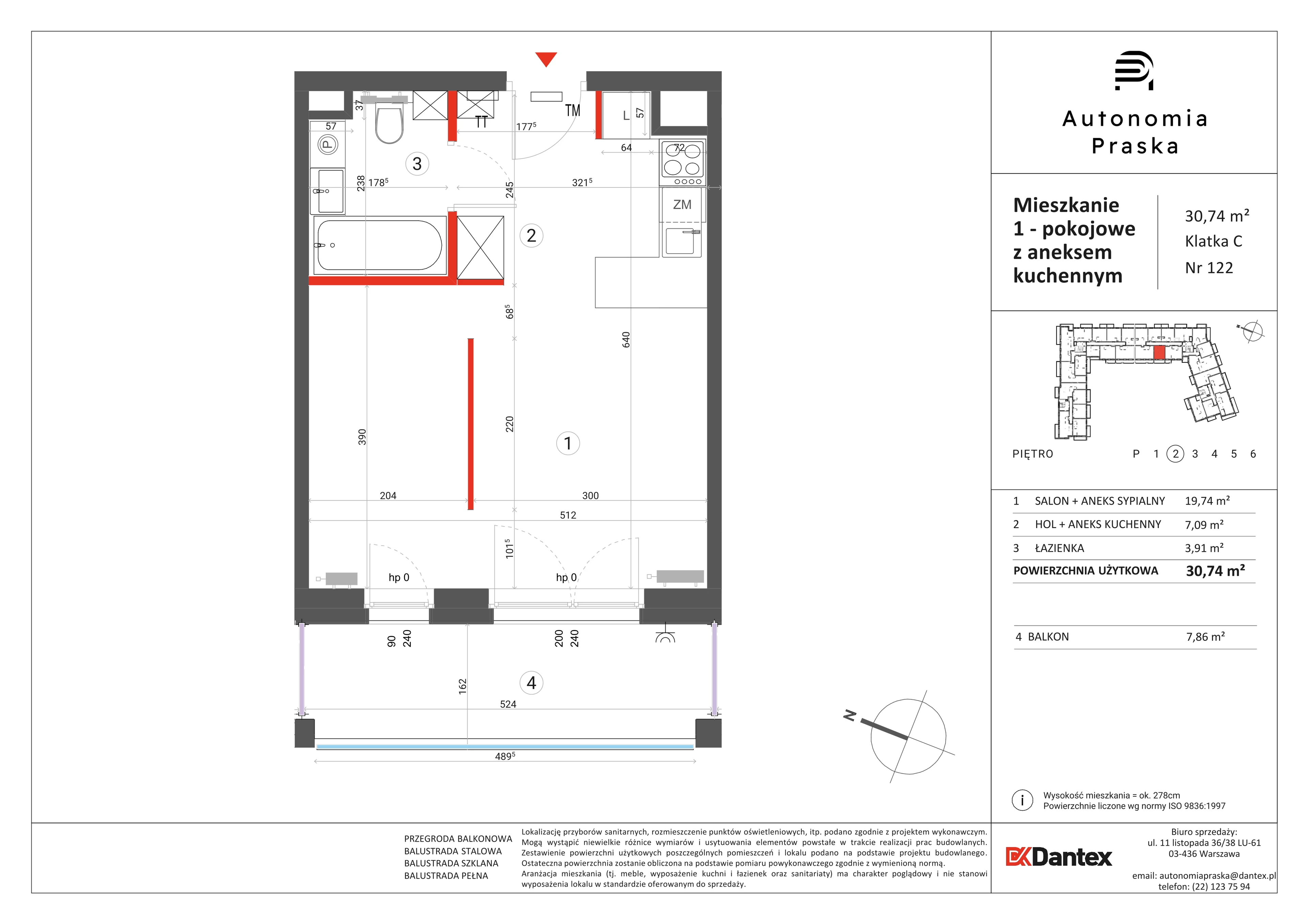 1 pokój, mieszkanie 30,74 m², piętro 2, oferta nr 1/M122, Autonomia Praska, Warszawa, Praga Północ, ul. Namysłowska