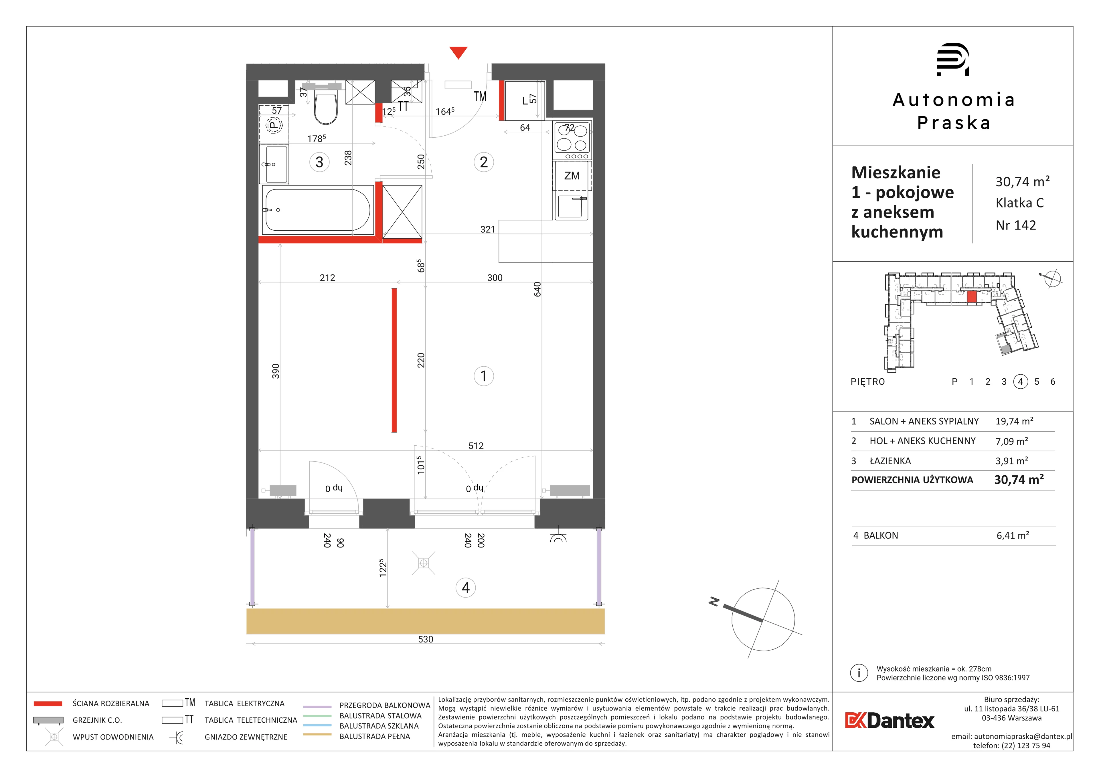 1 pokój, mieszkanie 30,74 m², piętro 4, oferta nr 1/M142, Autonomia Praska, Warszawa, Praga Północ, ul. Namysłowska