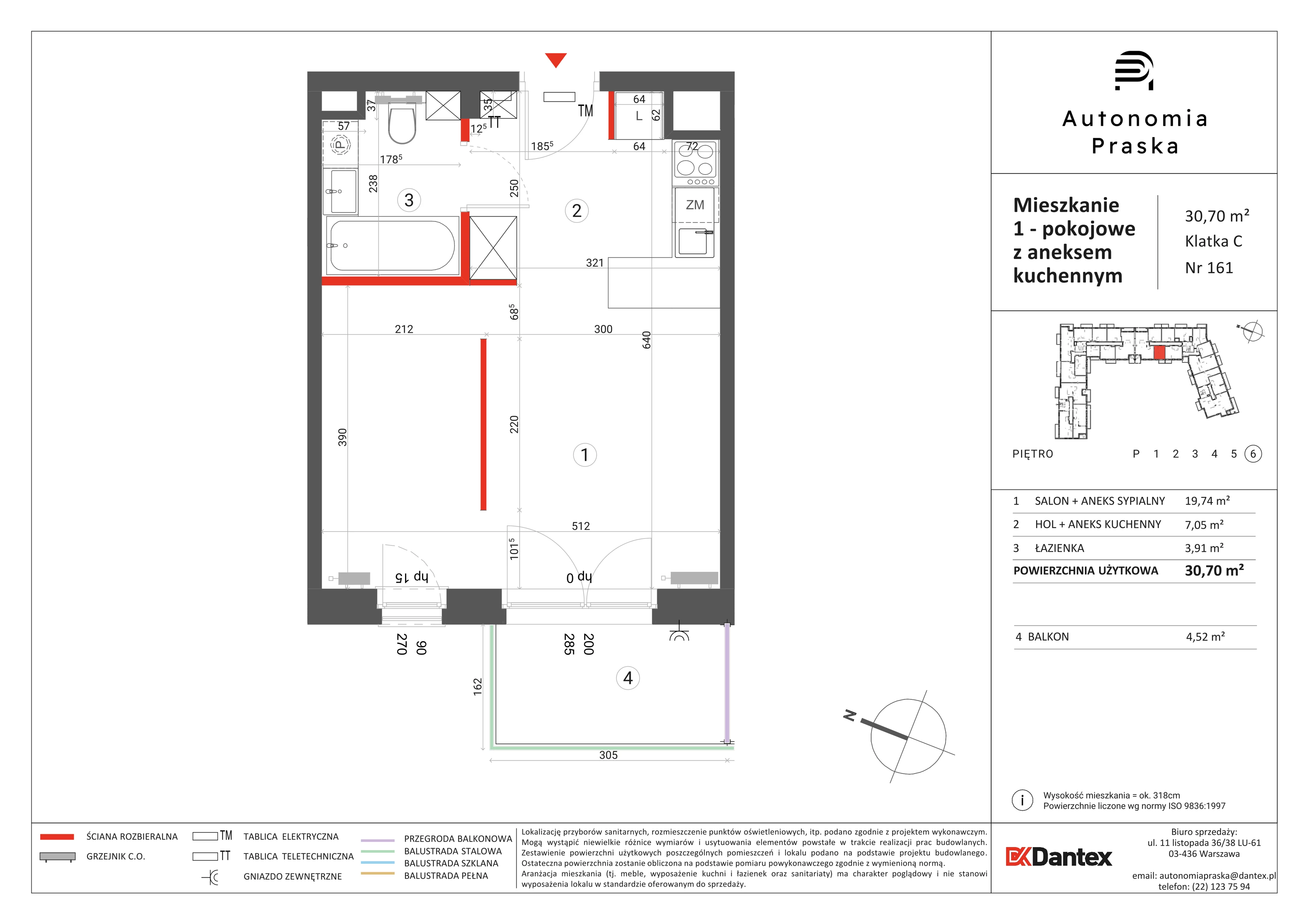 1 pokój, mieszkanie 30,70 m², piętro 6, oferta nr 1/M161, Autonomia Praska, Warszawa, Praga Północ, ul. Namysłowska