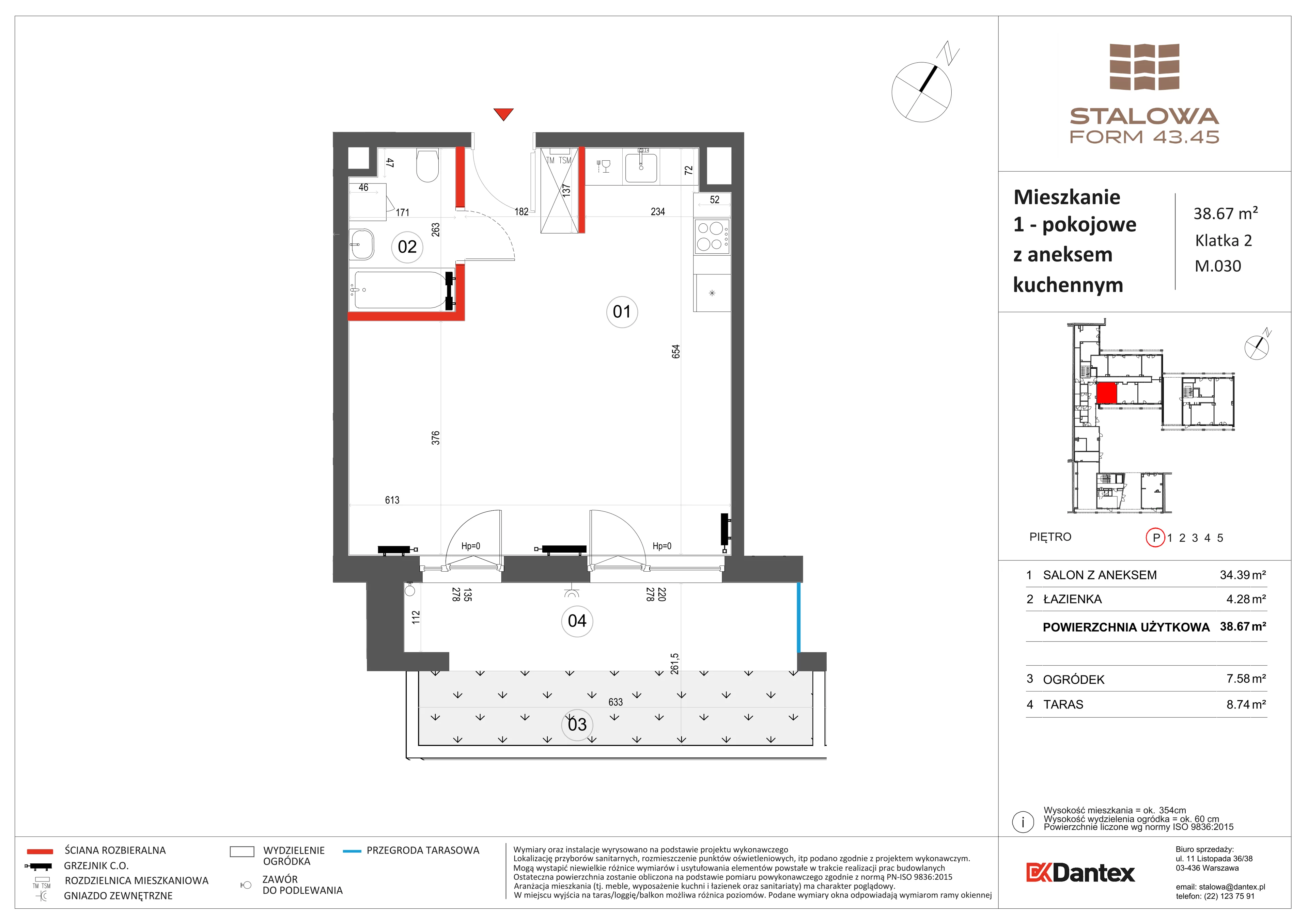 1 pokój, mieszkanie 38,67 m², parter, oferta nr 1/M030, Stalowa Form 43.45, Warszawa, Praga Północ, Nowa Praga, ul. Stalowa