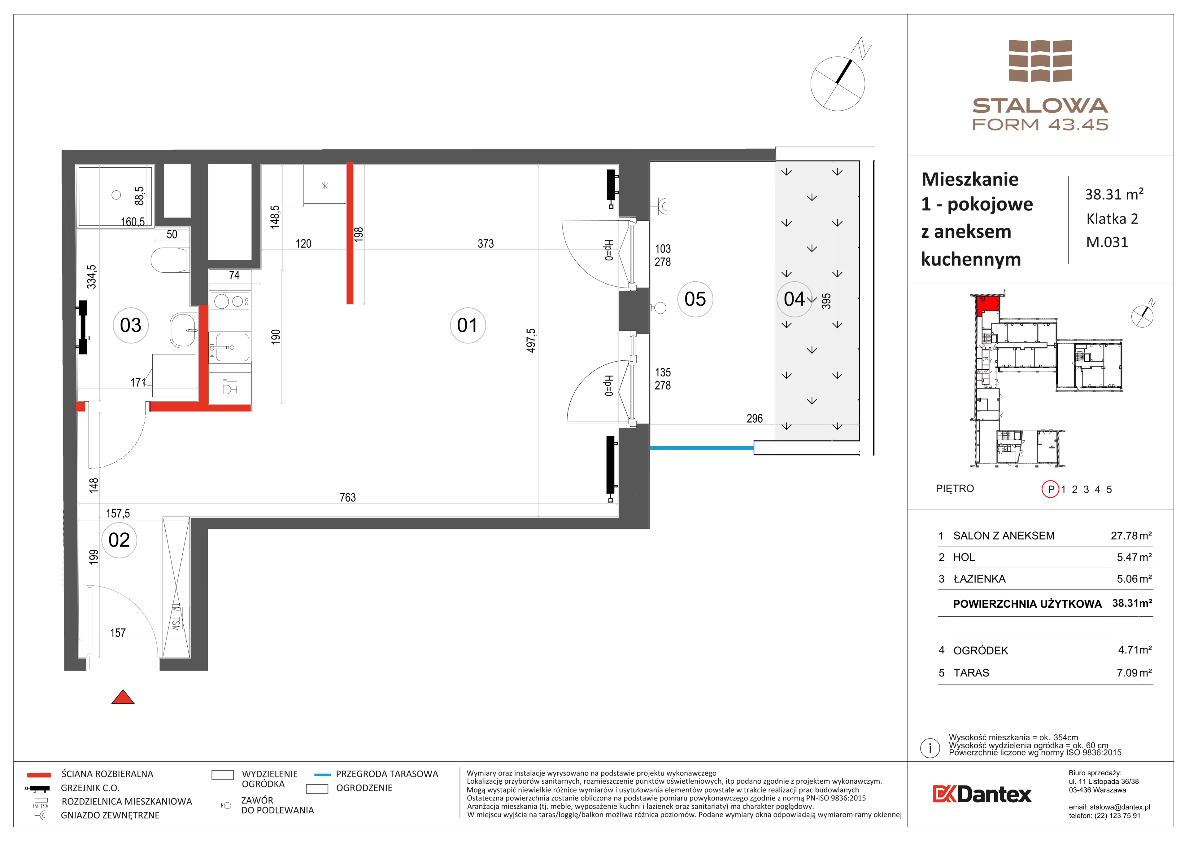 1 pokój, mieszkanie 38,31 m², parter, oferta nr 1/M031, Stalowa Form 43.45, Warszawa, Praga Północ, Nowa Praga, ul. Stalowa