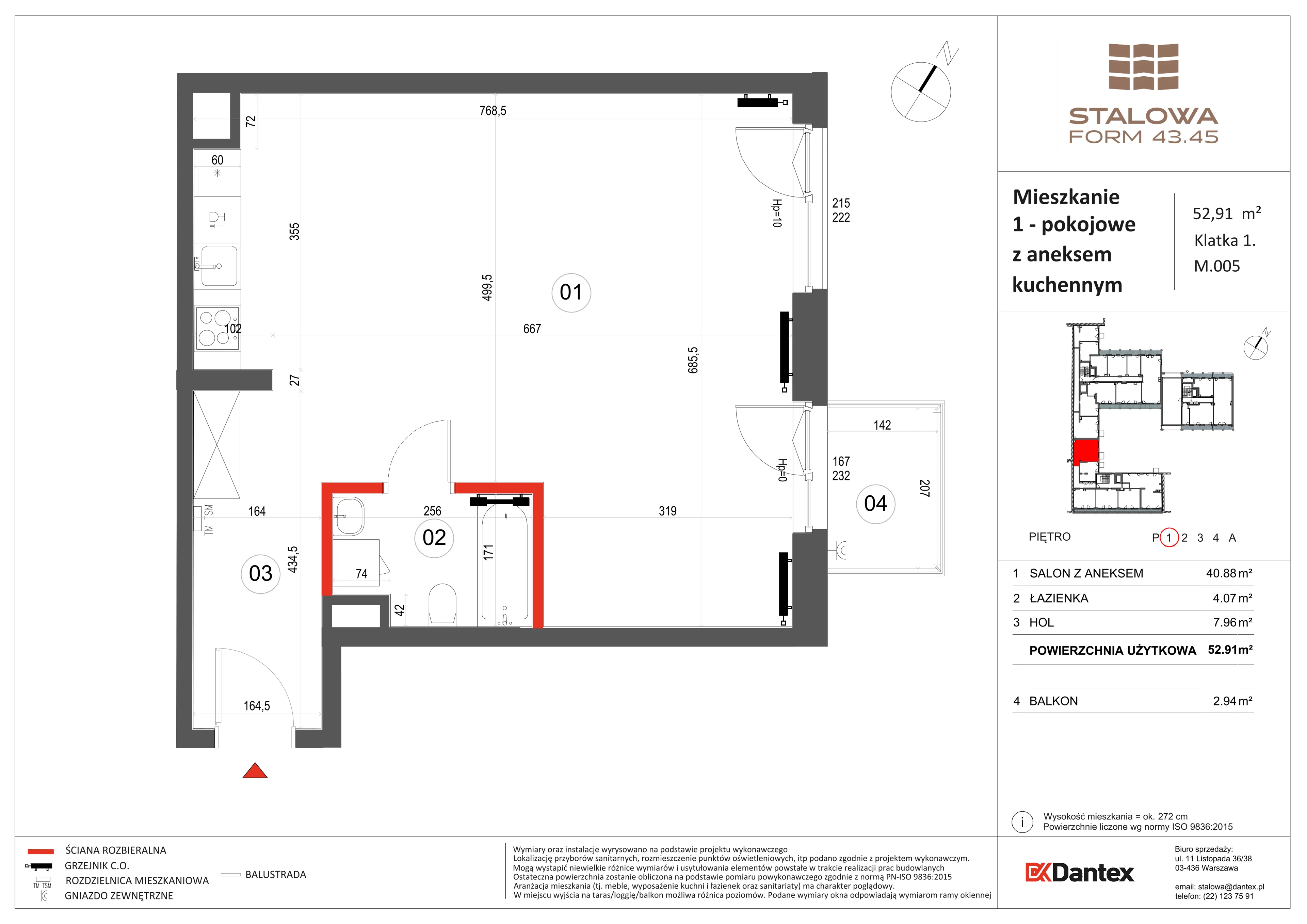 1 pokój, mieszkanie 52,91 m², piętro 1, oferta nr 1/M005, Stalowa Form 43.45, Warszawa, Praga Północ, Nowa Praga, ul. Stalowa