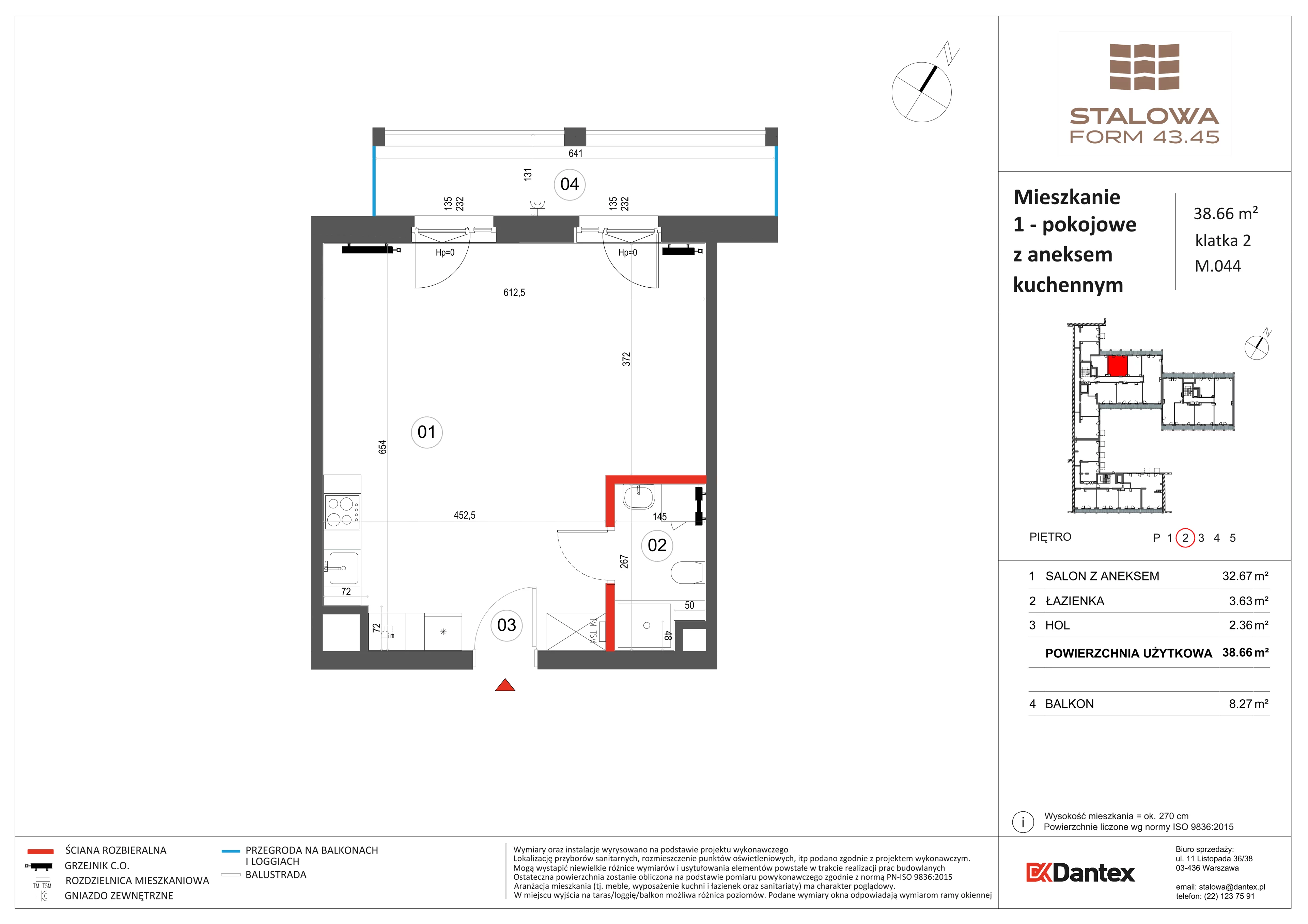 1 pokój, mieszkanie 38,66 m², piętro 2, oferta nr 1/M044, Stalowa Form 43.45, Warszawa, Praga Północ, Nowa Praga, ul. Stalowa