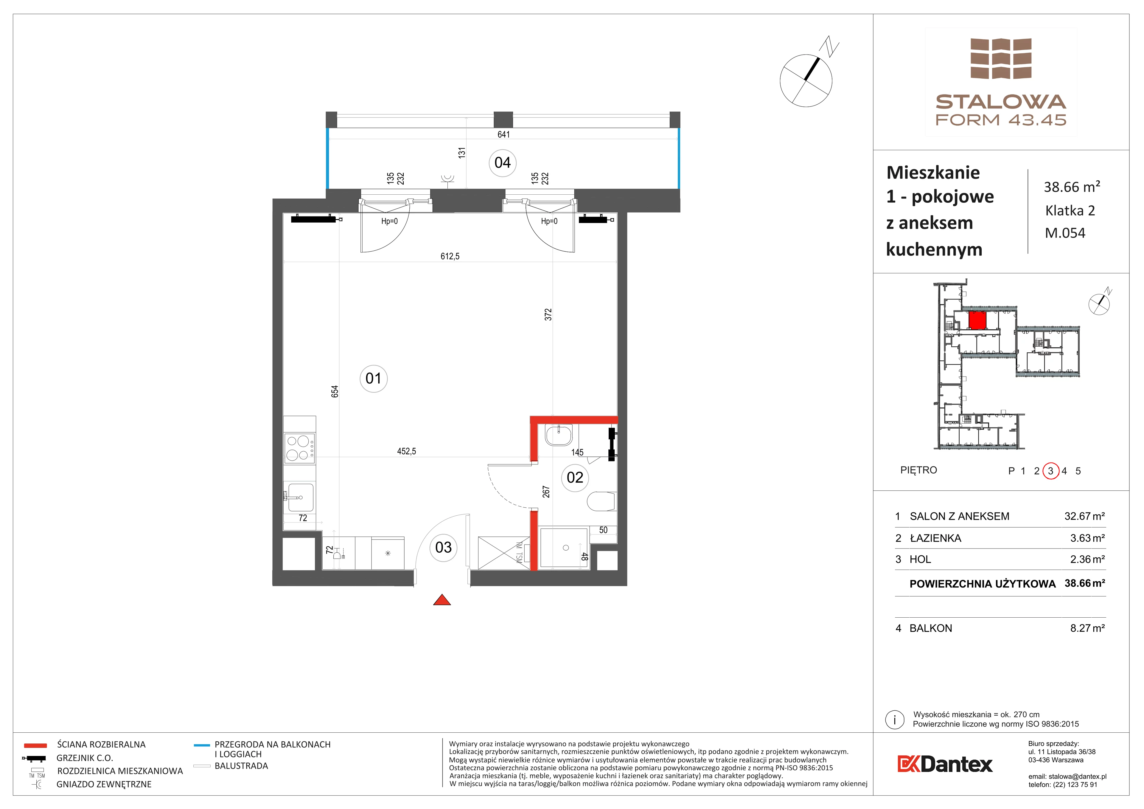 1 pokój, mieszkanie 38,66 m², piętro 3, oferta nr 1/M054, Stalowa Form 43.45, Warszawa, Praga Północ, Nowa Praga, ul. Stalowa