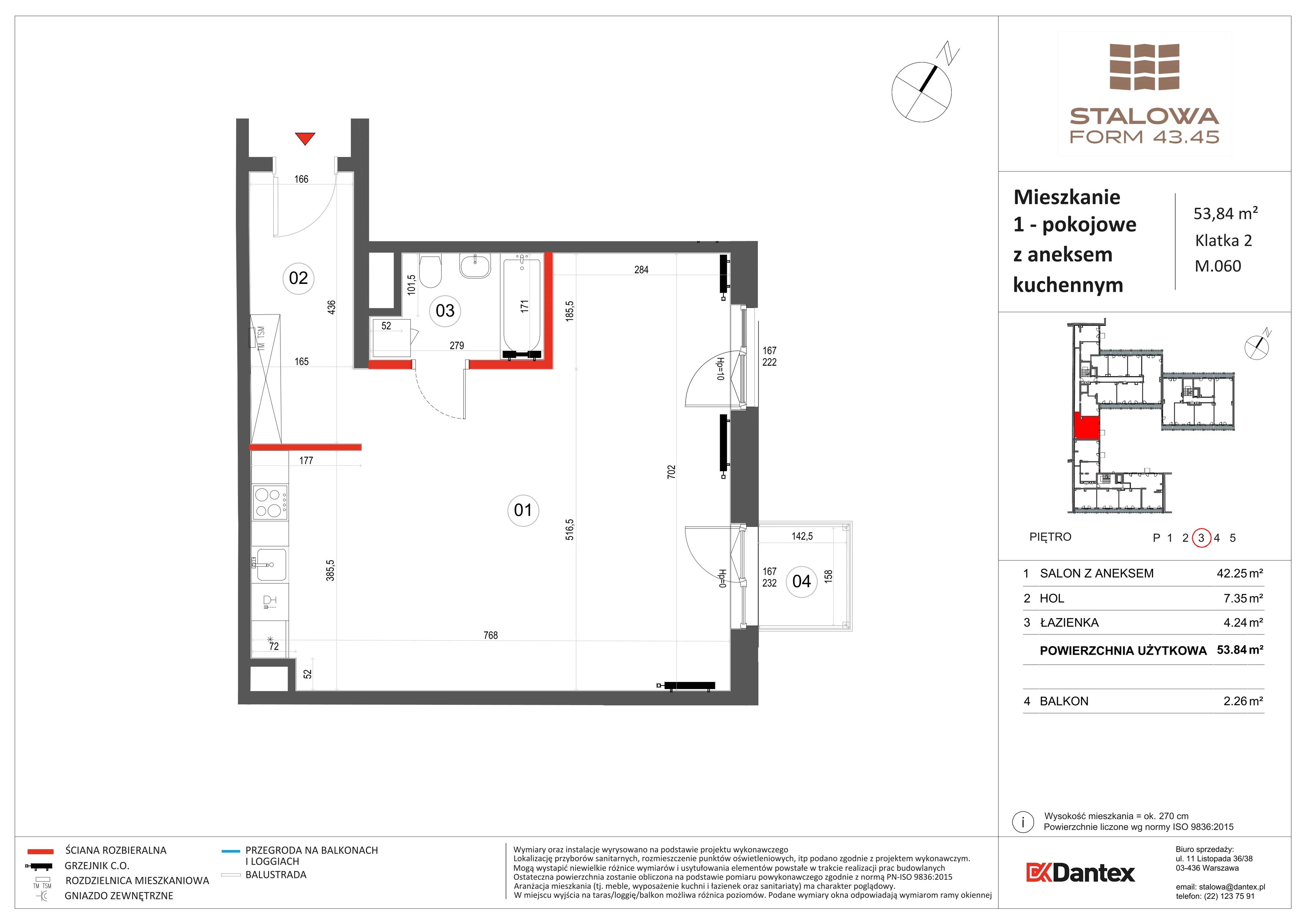 1 pokój, mieszkanie 53,85 m², piętro 3, oferta nr 1/M060, Stalowa Form 43.45, Warszawa, Praga Północ, Nowa Praga, ul. Stalowa