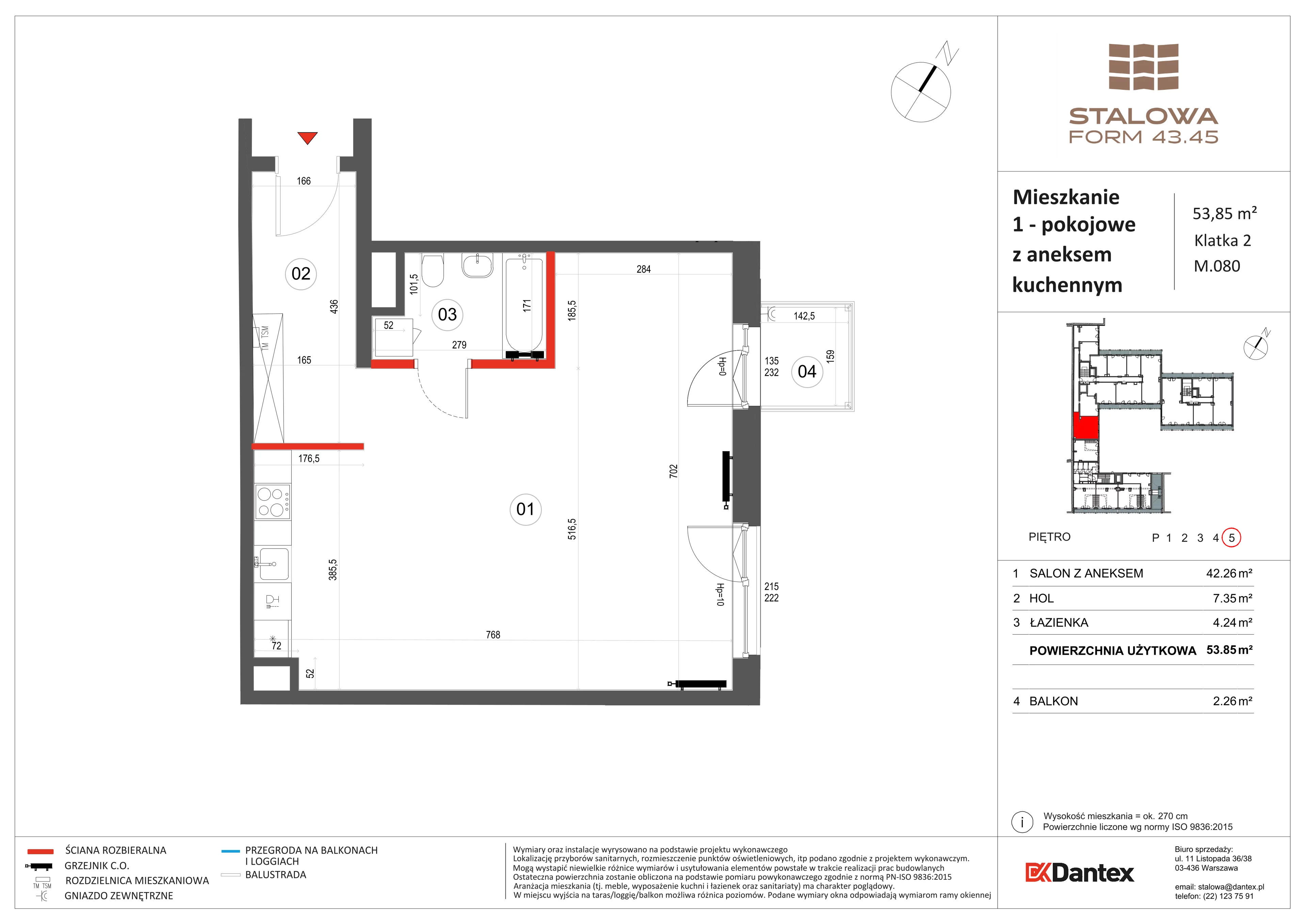 1 pokój, mieszkanie 53,85 m², piętro 5, oferta nr 1/M080, Stalowa Form 43.45, Warszawa, Praga Północ, Nowa Praga, ul. Stalowa