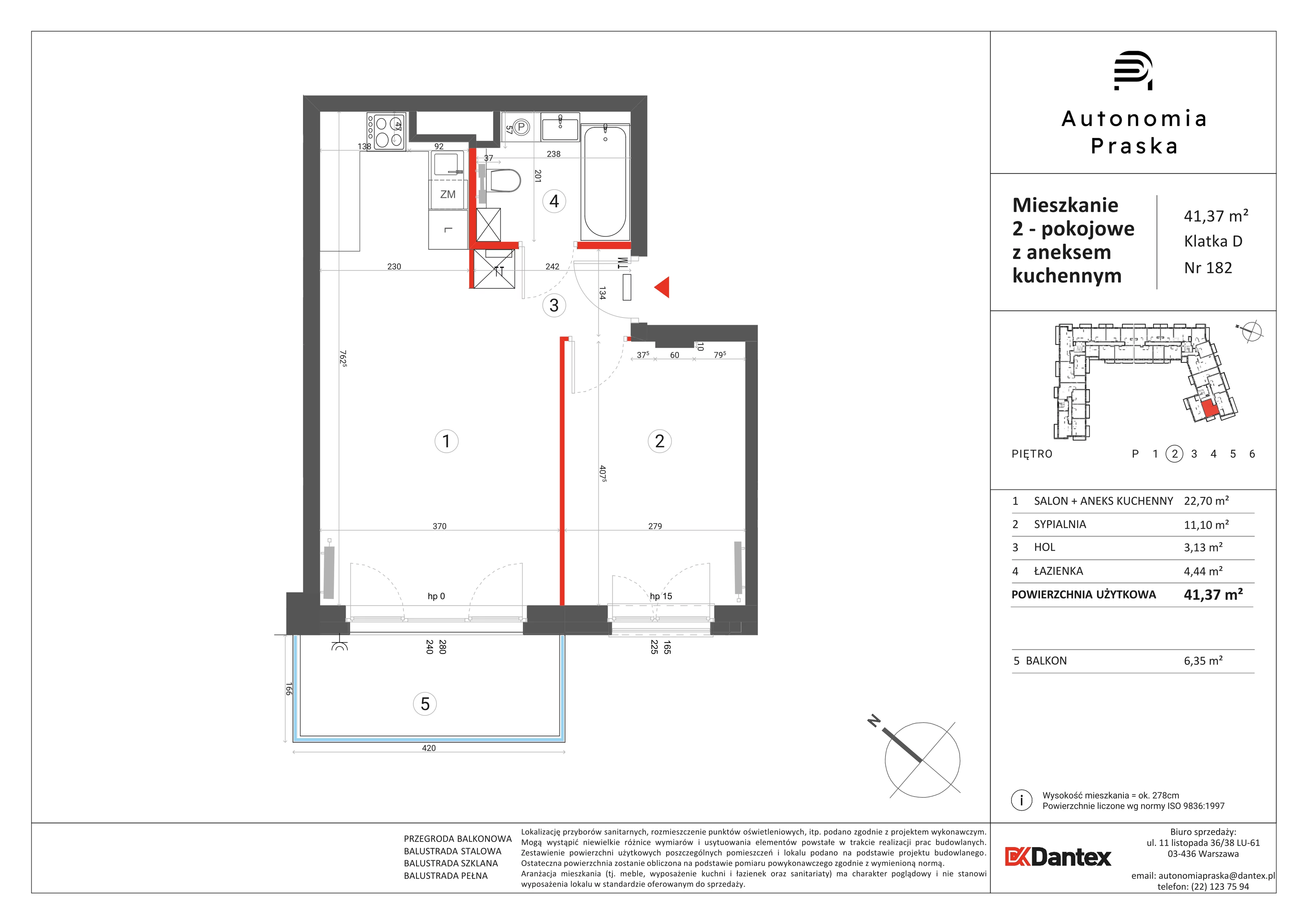 2 pokoje, mieszkanie 41,37 m², piętro 2, oferta nr 1/M182, Autonomia Praska, Warszawa, Praga Północ, ul. Namysłowska