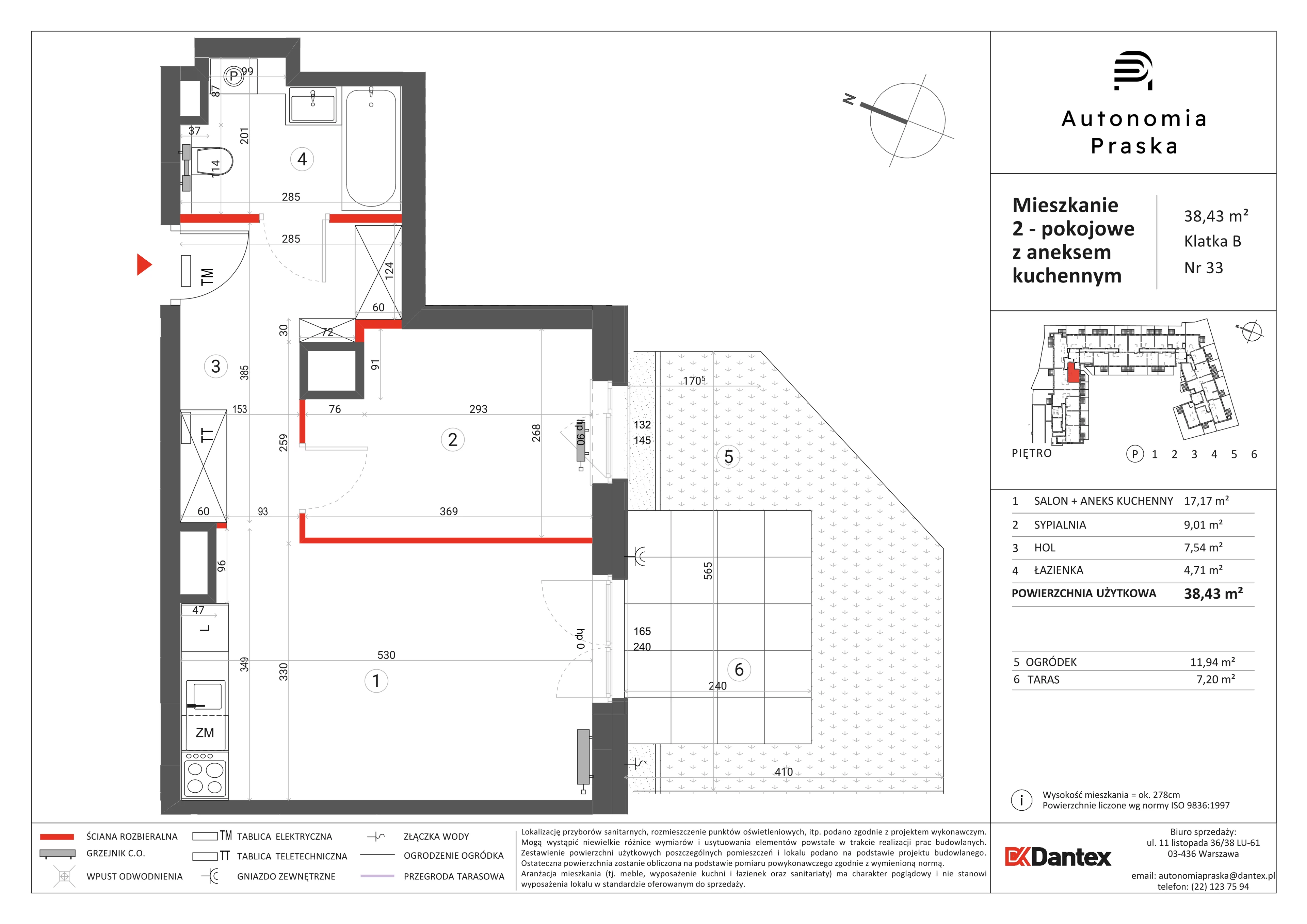 2 pokoje, mieszkanie 38,43 m², parter, oferta nr 1/M33, Autonomia Praska, Warszawa, Praga Północ, ul. Namysłowska