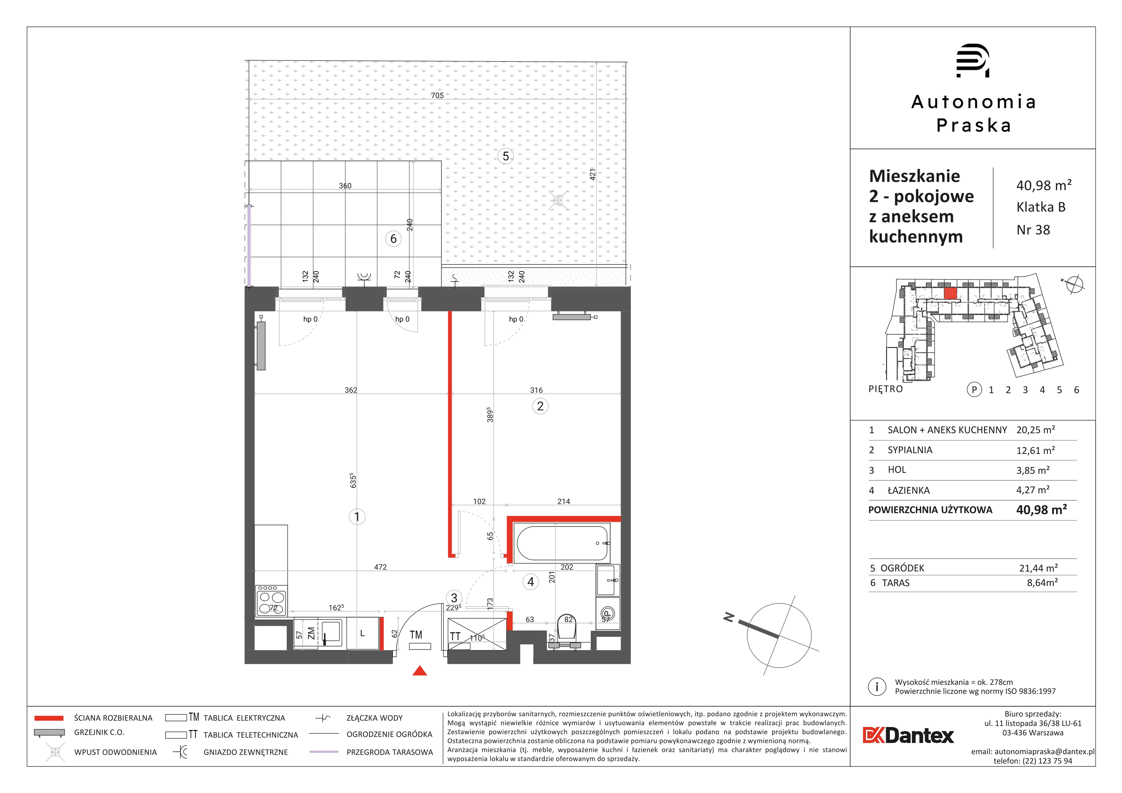 2 pokoje, mieszkanie 40,98 m², parter, oferta nr 1/M38, Autonomia Praska, Warszawa, Praga Północ, ul. Namysłowska