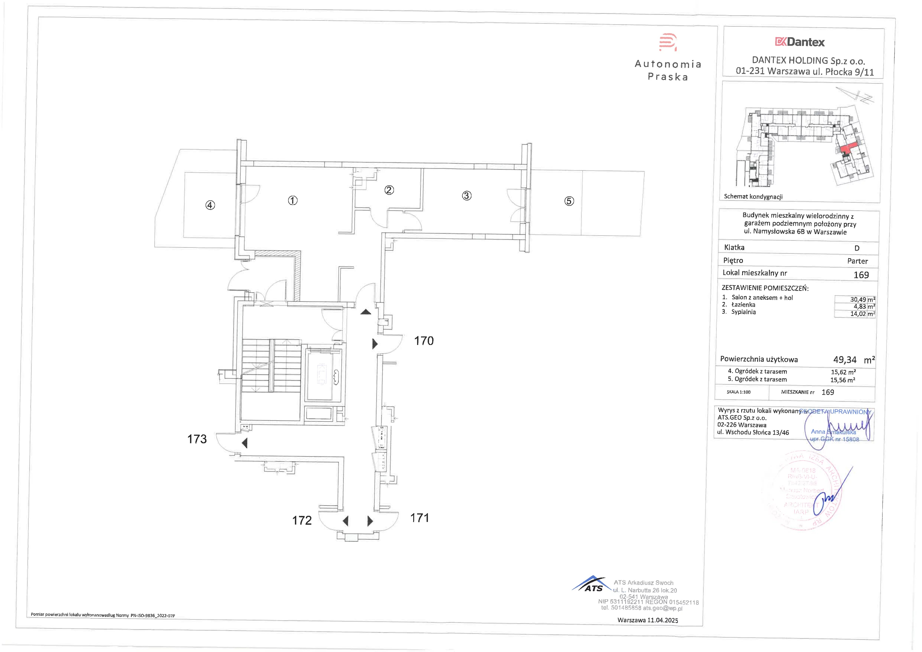 2 pokoje, mieszkanie 49,34 m², parter, oferta nr 1/M169, Autonomia Praska, Warszawa, Praga Północ, ul. Namysłowska