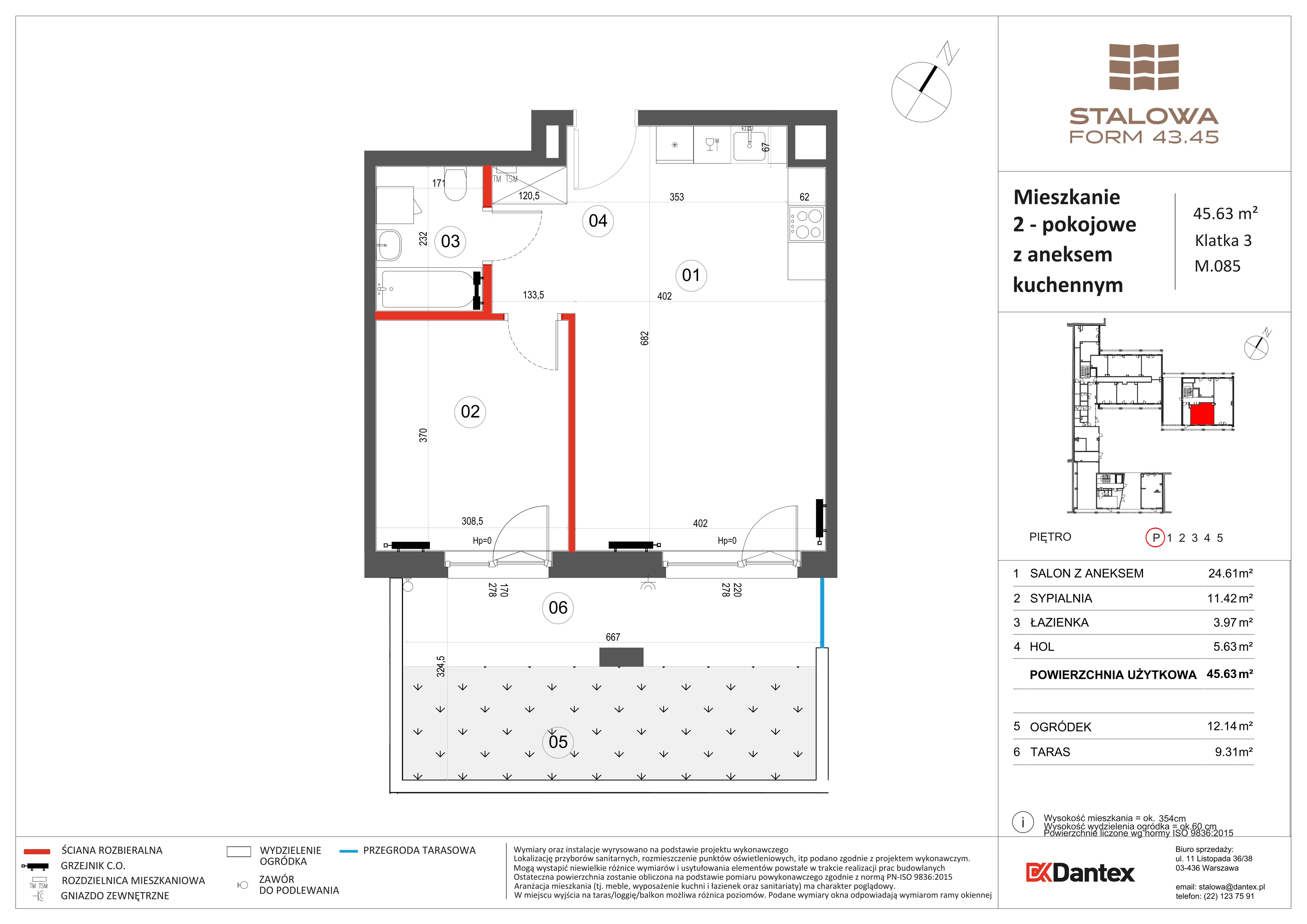 2 pokoje, mieszkanie 45,63 m², parter, oferta nr 1/M085, Stalowa Form 43.45, Warszawa, Praga Północ, Nowa Praga, ul. Stalowa
