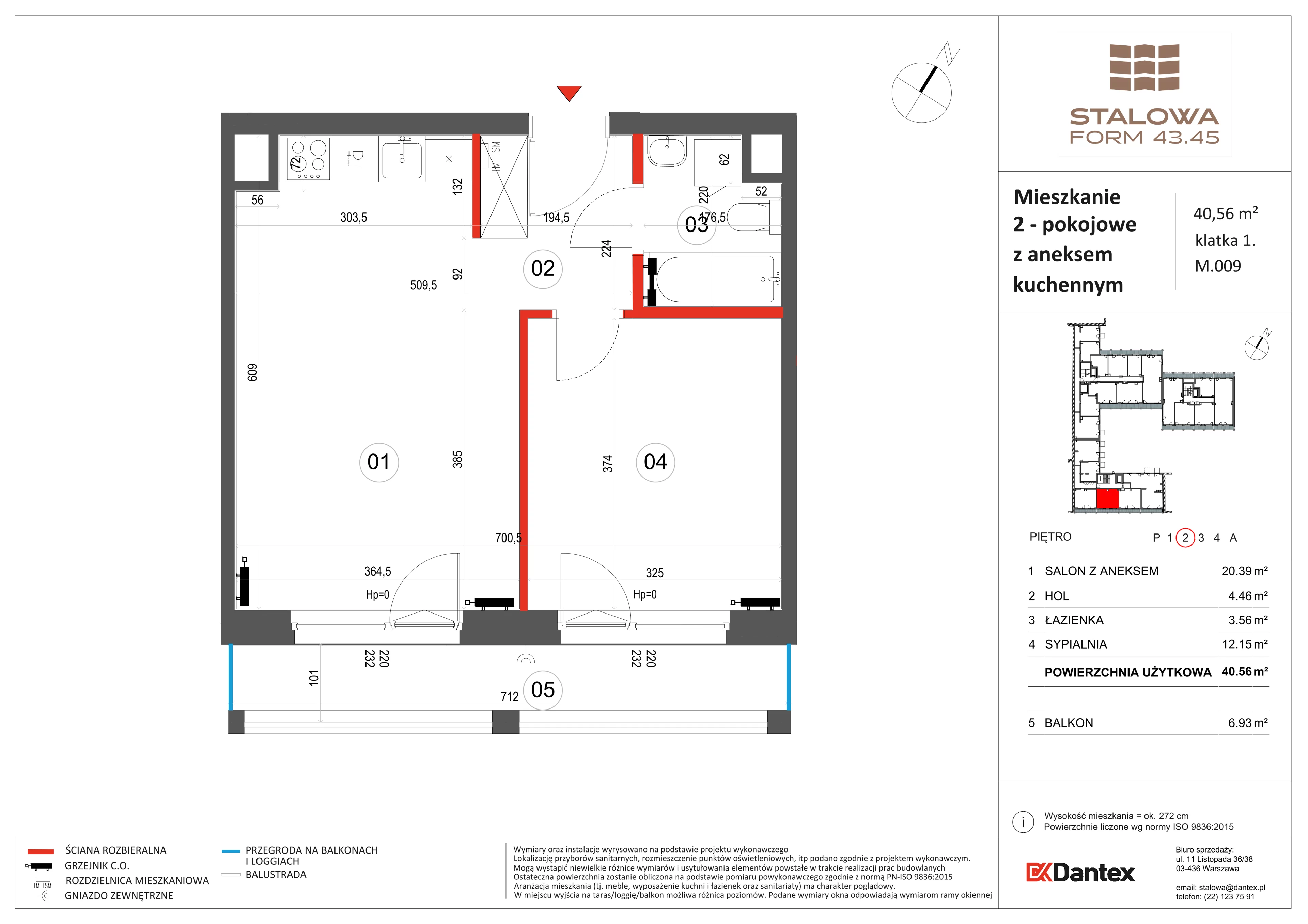 2 pokoje, mieszkanie 40,56 m², piętro 2, oferta nr 1/M009, Stalowa Form 43.45, Warszawa, Praga Północ, Nowa Praga, ul. Stalowa