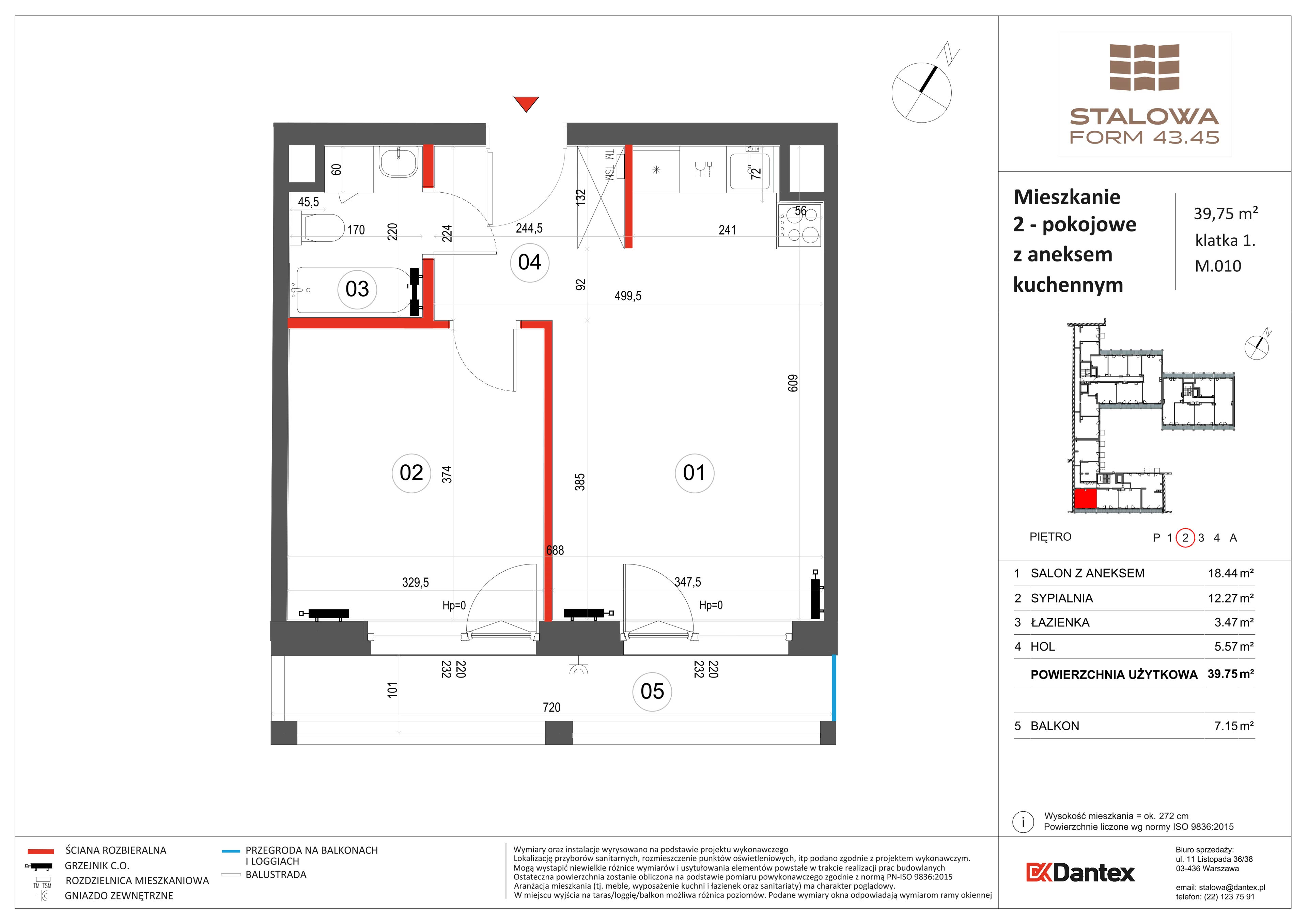 2 pokoje, mieszkanie 39,75 m², piętro 2, oferta nr 1/M010, Stalowa Form 43.45, Warszawa, Praga Północ, Nowa Praga, ul. Stalowa