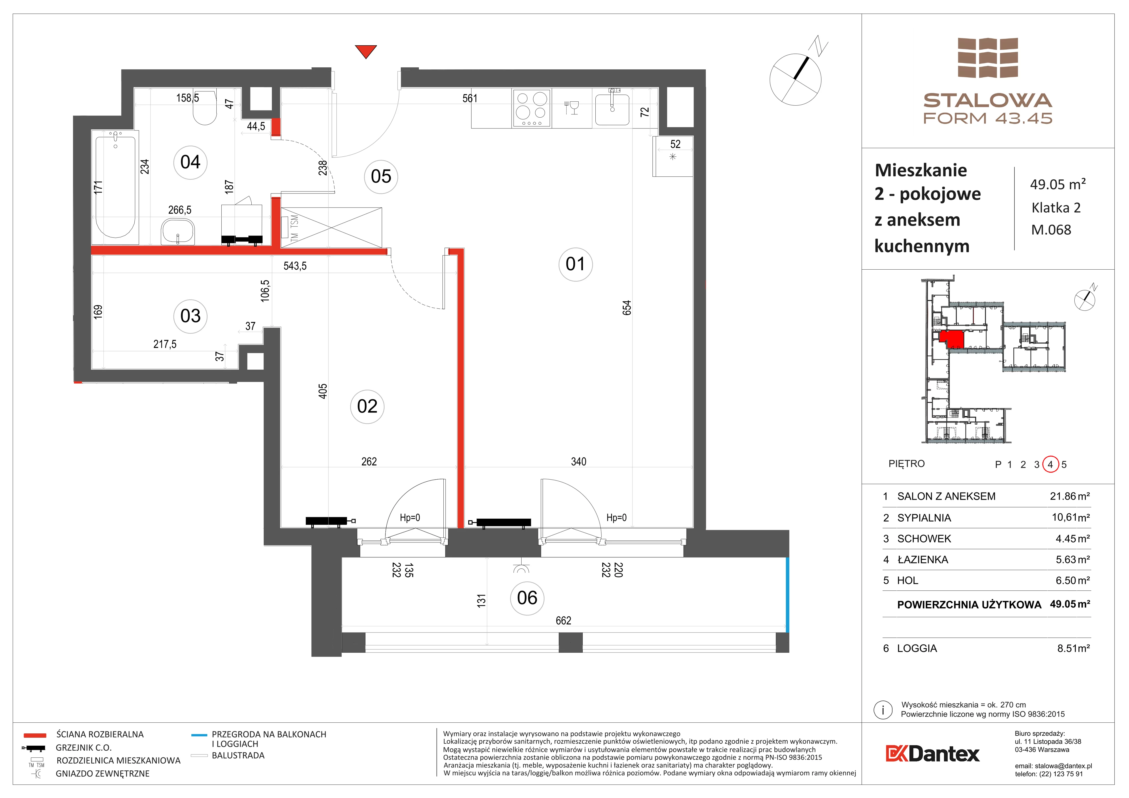 2 pokoje, mieszkanie 49,05 m², piętro 4, oferta nr 1/M068, Stalowa Form 43.45, Warszawa, Praga Północ, Nowa Praga, ul. Stalowa