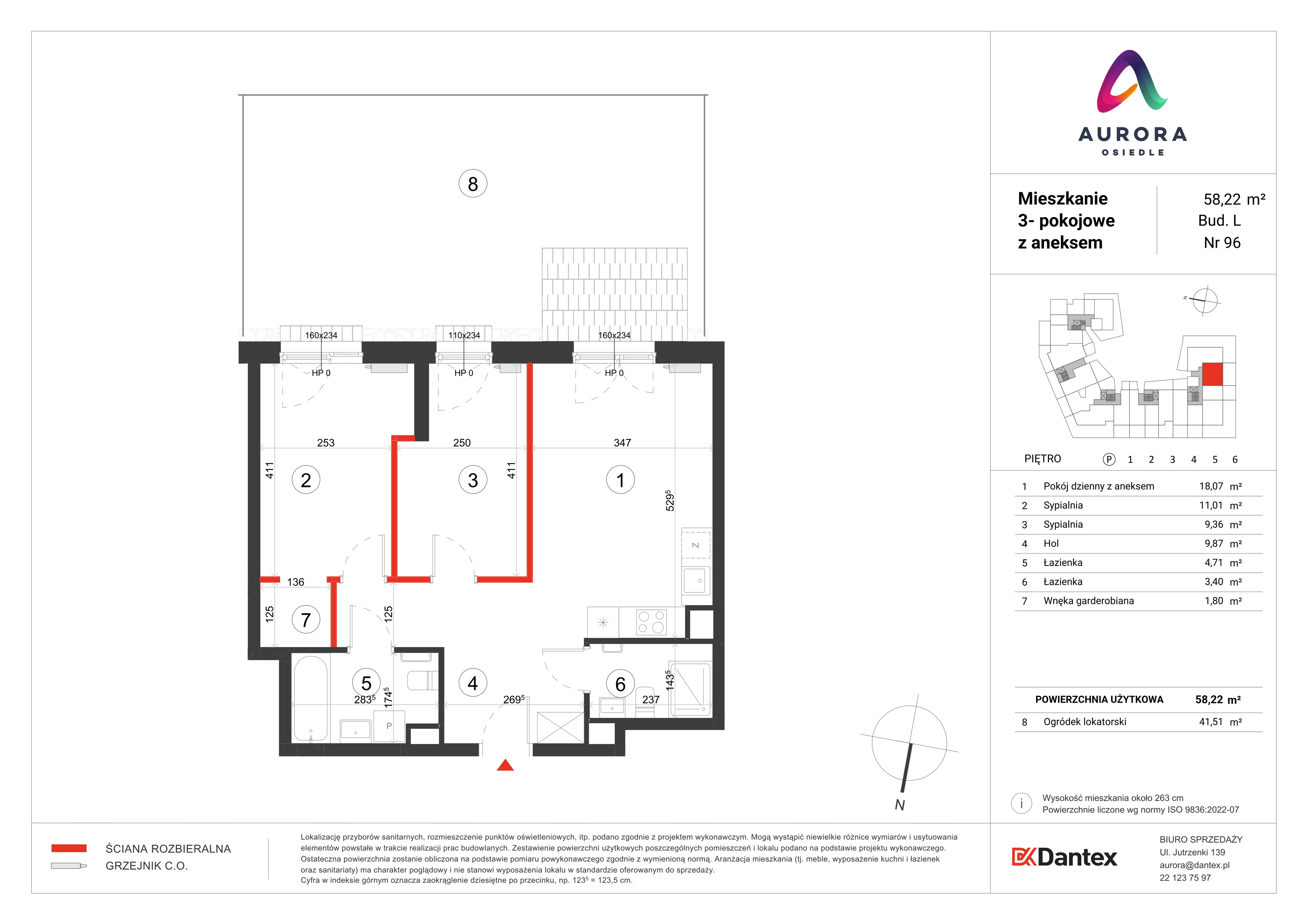 Mieszkanie 58,22 m², parter, oferta nr L1/M096, Osiedle Aurora, Warszawa, Włochy, Raków, ul. Jutrzenki / Wschodu Słońca