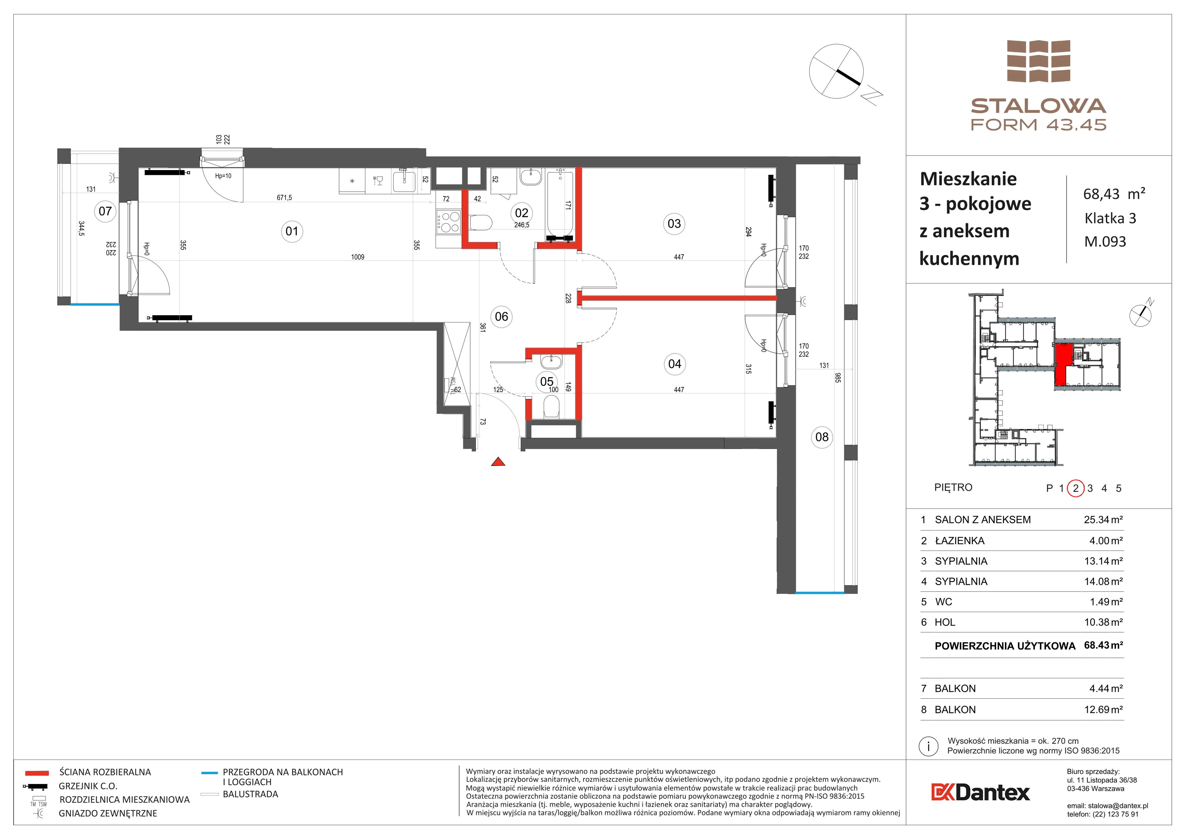 3 pokoje, mieszkanie 68,43 m², piętro 2, oferta nr 1/M093, Stalowa Form 43.45, Warszawa, Praga Północ, Nowa Praga, ul. Stalowa