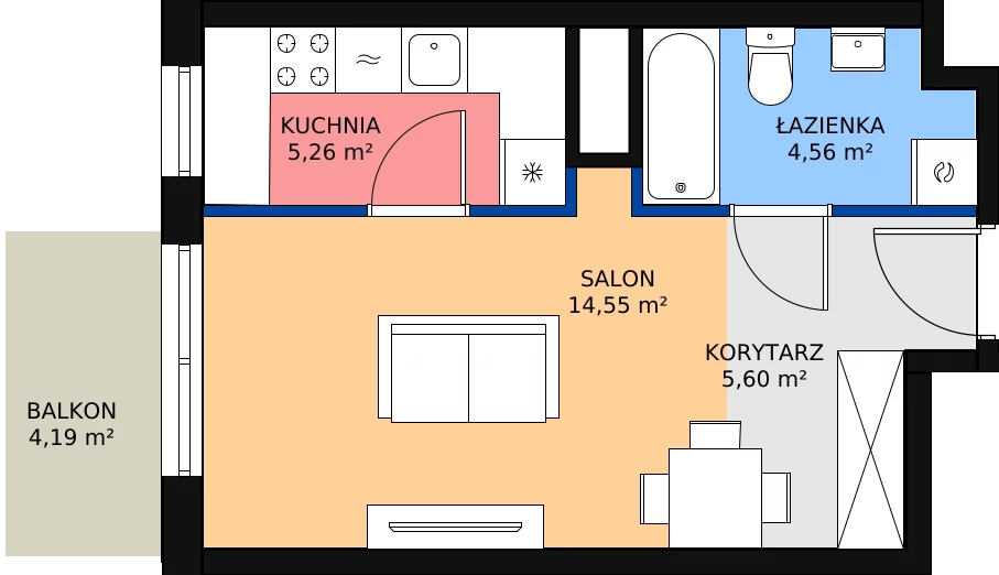 1 pokój, mieszkanie 30,32 m², piętro 4, oferta nr A/M095, Ursus Vita, Warszawa, Ursus, Szamoty, ul. Herbu Oksza