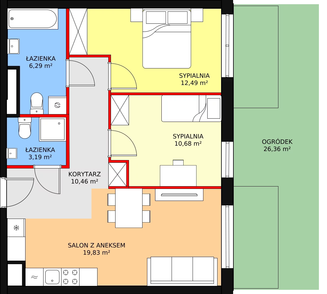 3 pokoje, mieszkanie 42,80 m², parter, oferta nr D4-D5/M069, Ursus Vita, Warszawa, Ursus, Szamoty, ul. Herbu Oksza