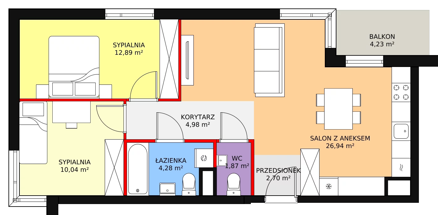 3 pokoje, mieszkanie 63,70 m², piętro 1, oferta nr D4-D5/M008, Ursus Vita, Warszawa, Ursus, Szamoty, ul. Herbu Oksza