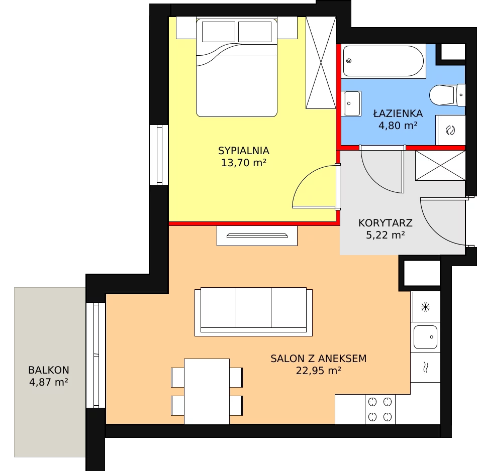 2 pokoje, mieszkanie 46,67 m², piętro 1, oferta nr D4-D5/M083, Ursus Vita, Warszawa, Ursus, Szamoty, ul. Herbu Oksza