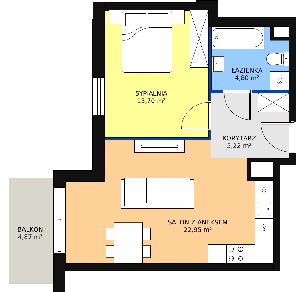 Zalety mieszkania 46.67 m², D4-D5/M138