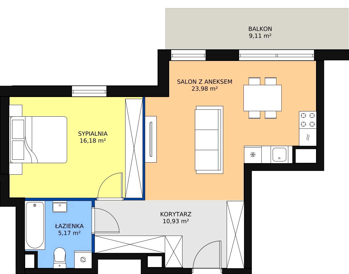 Zalety mieszkania 56.26 m², D4-D5/M040