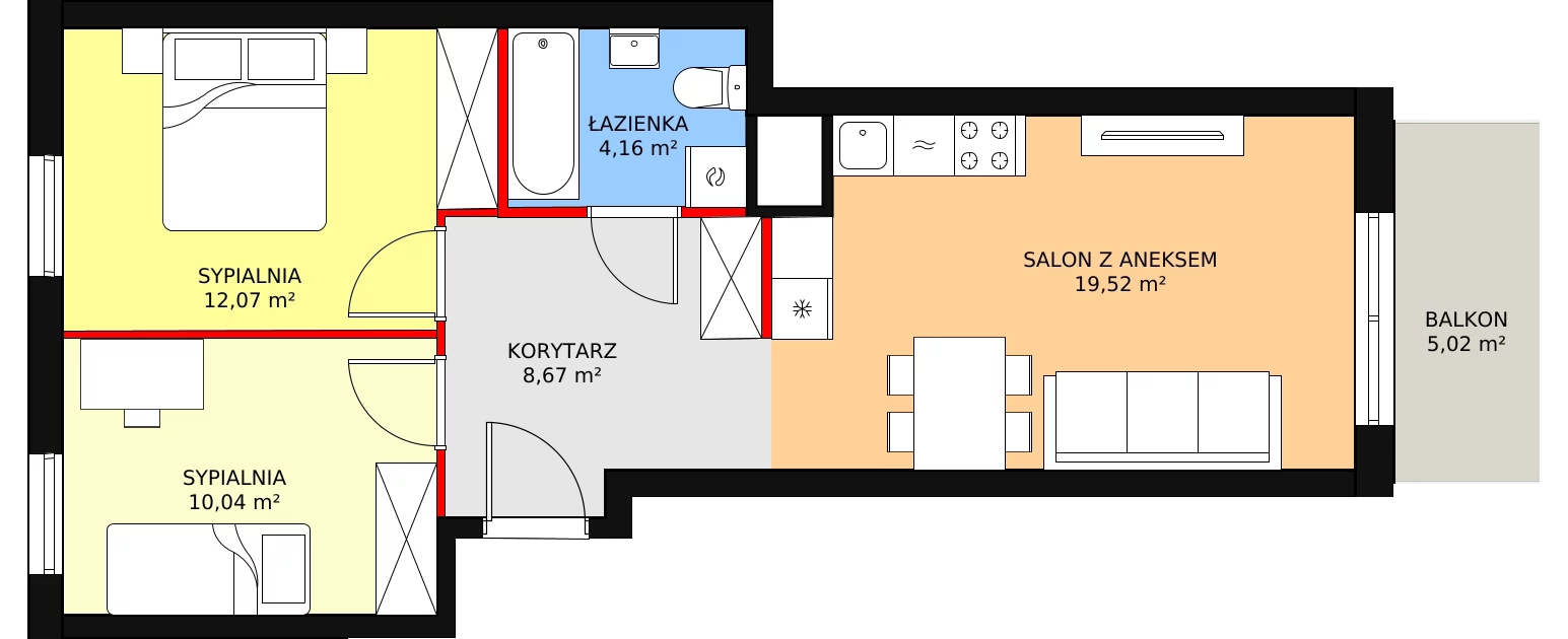 3 pokoje, mieszkanie 54,46 m², piętro 7, oferta nr D4-D5/M065, Ursus Vita, Warszawa, Ursus, Szamoty, ul. Herbu Oksza