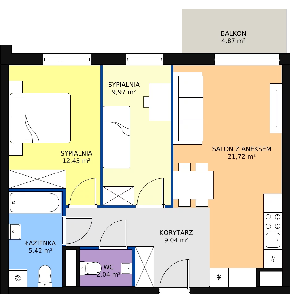 Zalety mieszkania 60.62 m², D4-D5/M141