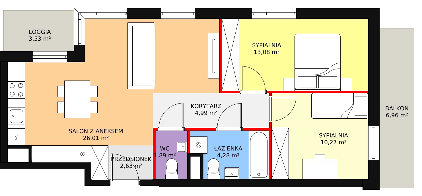 3 pokoje, mieszkanie 63,15 m², piętro 1, oferta nr D4-D5/M165, Ursus Vita, Warszawa, Ursus, Szamoty, ul. Herbu Oksza