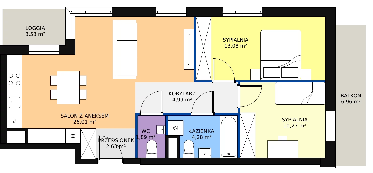 Zalety mieszkania 63.15 m², D4-D5/M220