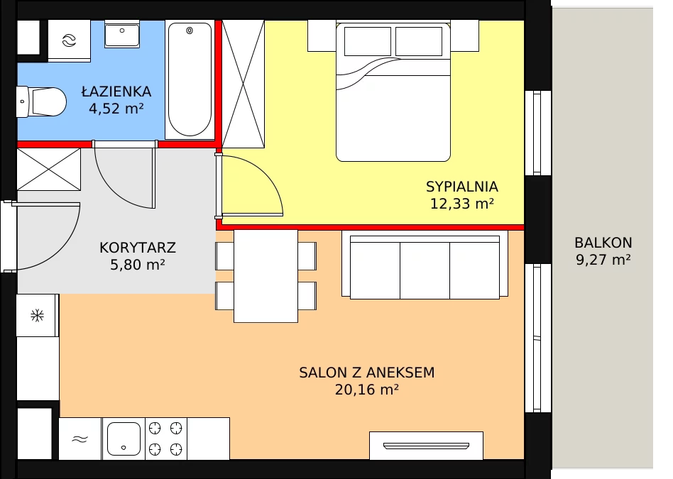 2 pokoje, mieszkanie 42,81 m², piętro 1, oferta nr D4-D5/M156, Ursus Vita, Warszawa, Ursus, Szamoty, ul. Herbu Oksza