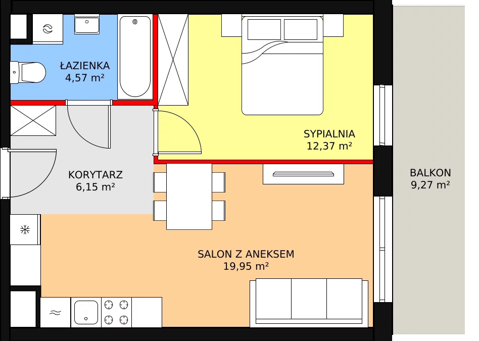 2 pokoje, mieszkanie 43,04 m², piętro 2, oferta nr D4-D5/M168, Ursus Vita, Warszawa, Ursus, Szamoty, ul. Herbu Oksza