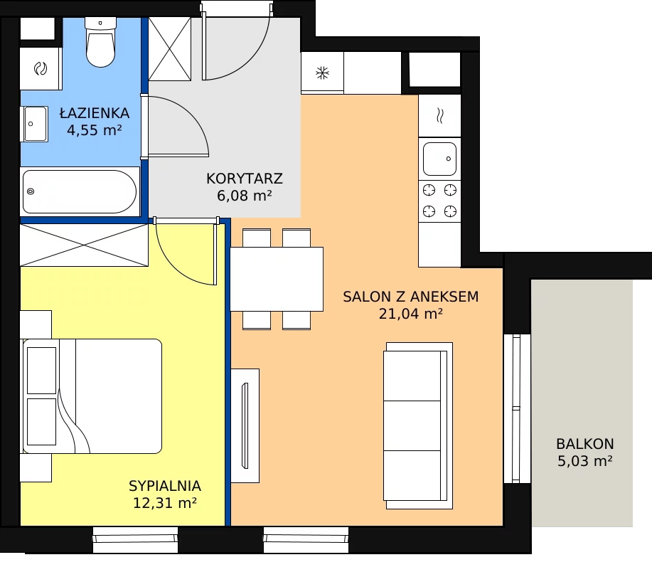Zalety mieszkania 43.98 m², D4-D5/M171
