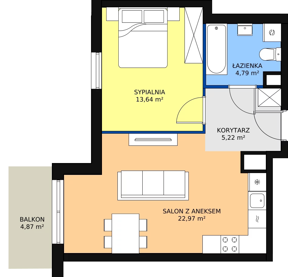 Zalety mieszkania 46.62 m², D4-D5/M184