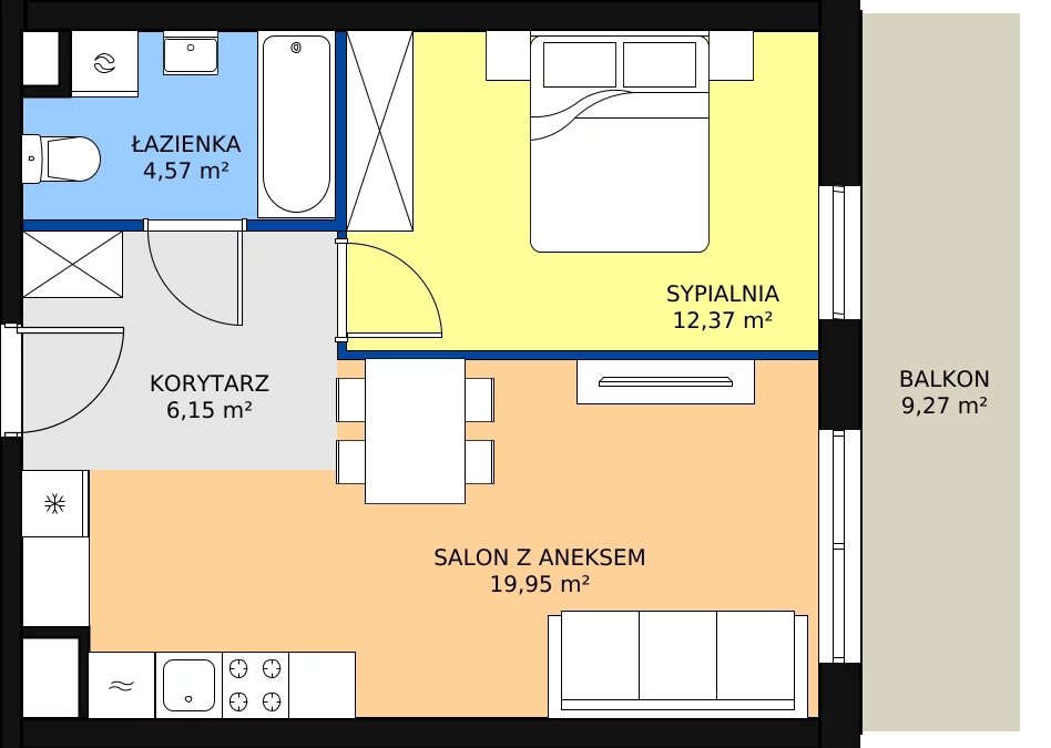 2 pokoje, mieszkanie 43,04 m², piętro 4, oferta nr D4-D5/M190, Ursus Vita, Warszawa, Ursus, Szamoty, ul. Herbu Oksza