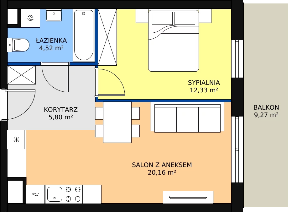 2 pokoje, mieszkanie 42,81 m², piętro 5, oferta nr D4-D5/M200, Ursus Vita, Warszawa, Ursus, Szamoty, ul. Herbu Oksza