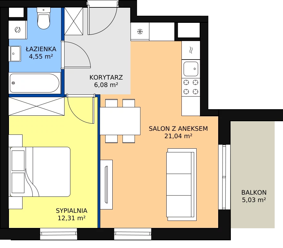 Zalety mieszkania 43.98 m², D4-D5/M226