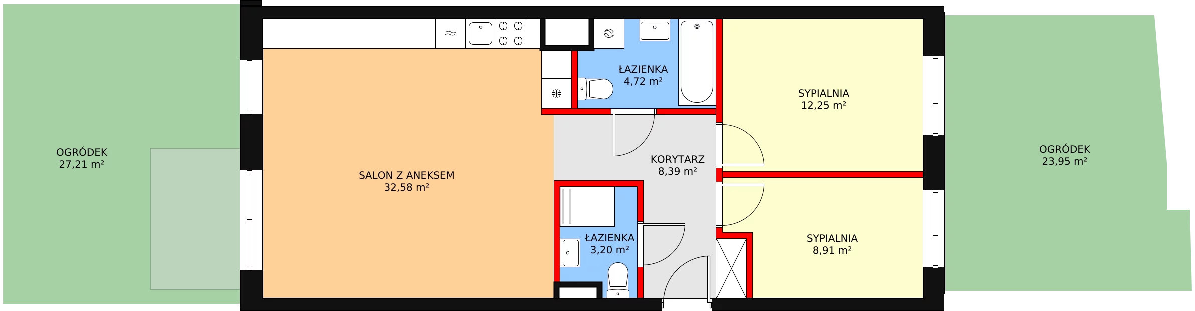 3 pokoje, mieszkanie 70,05 m², parter, oferta nr L1/M100, Osiedle Aurora, Warszawa, Włochy, Raków, ul. Jutrzenki / Wschodu Słońca